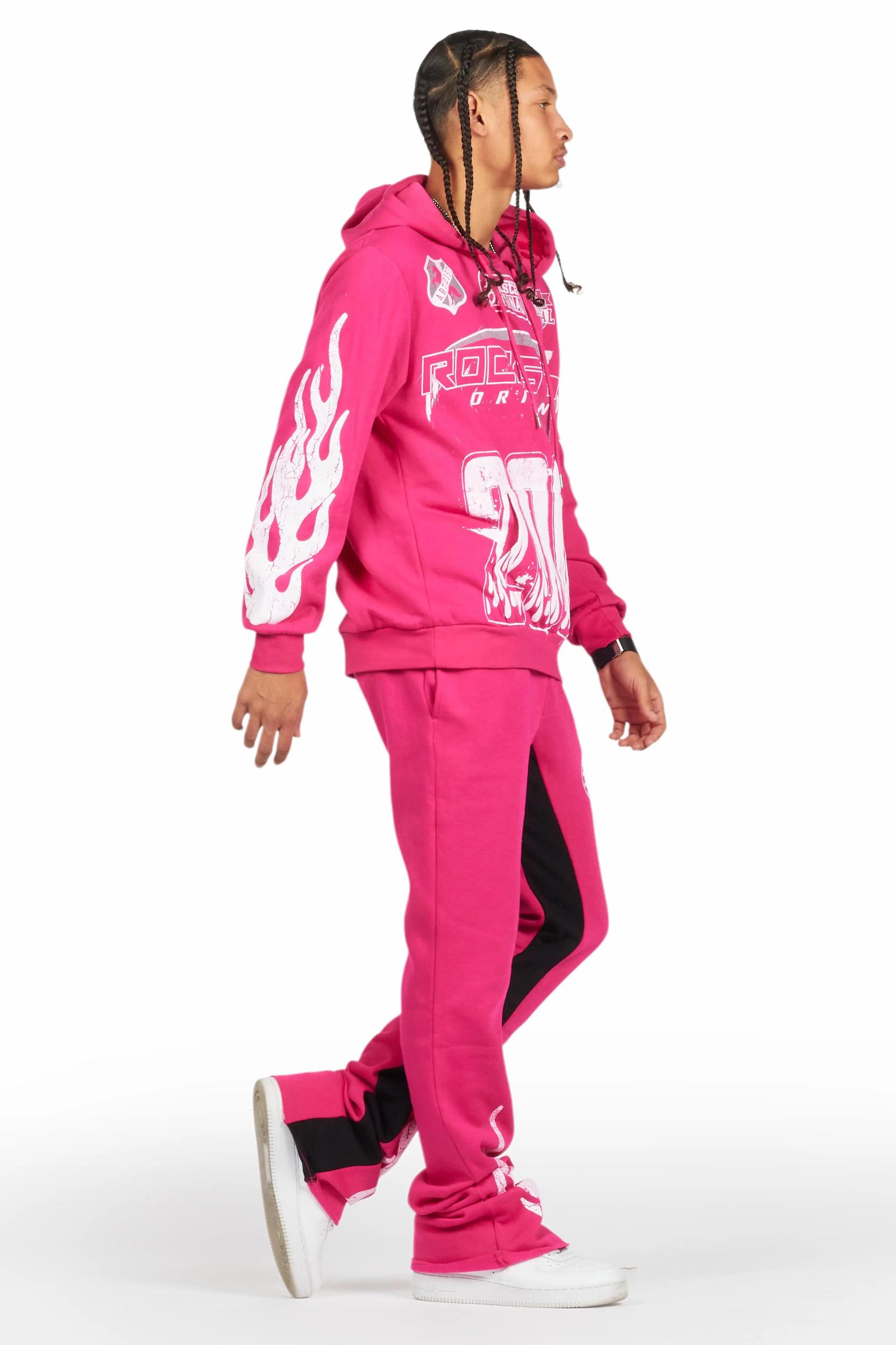 Amos Fuchsia Hoodie/Baggy Track Pant Set Male Product Image
