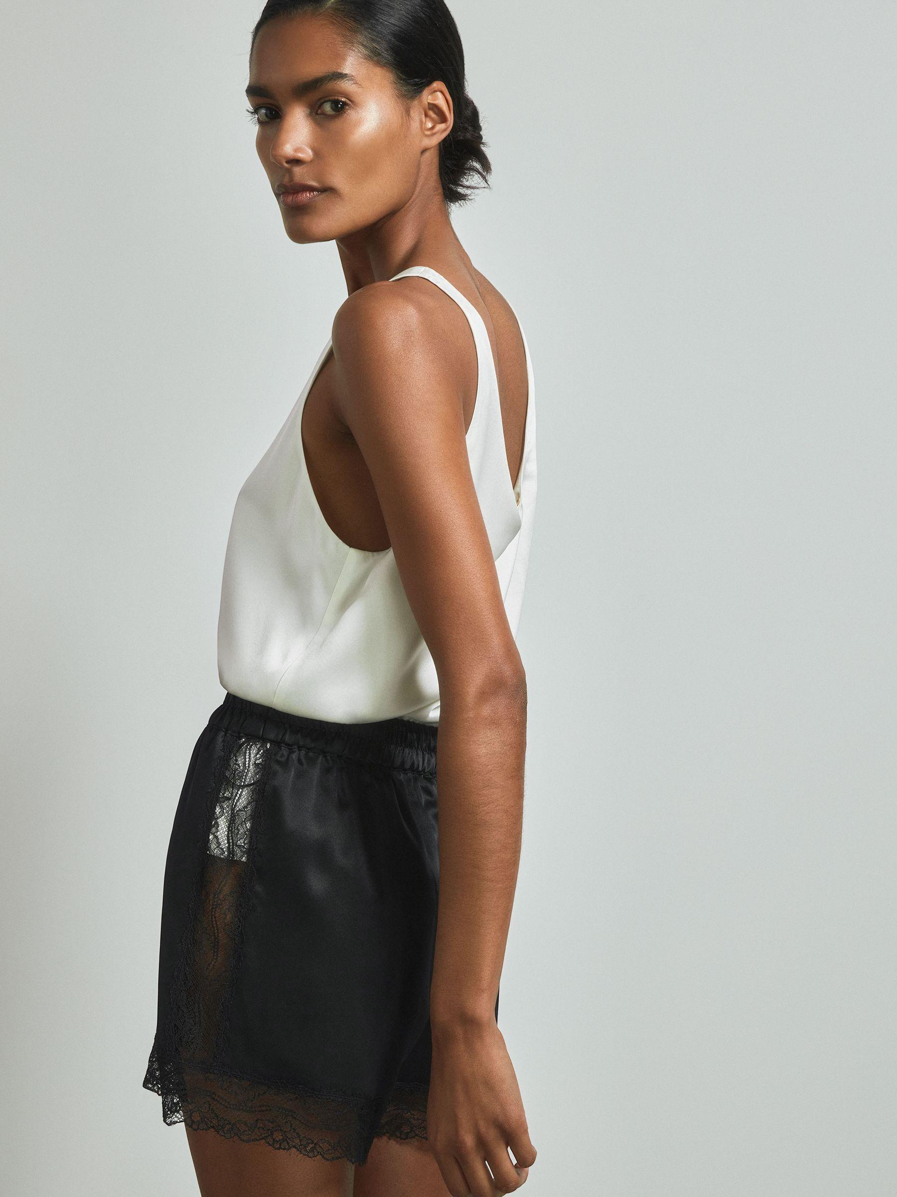 Atelier Silk Lace Trim Shorts in Black Product Image