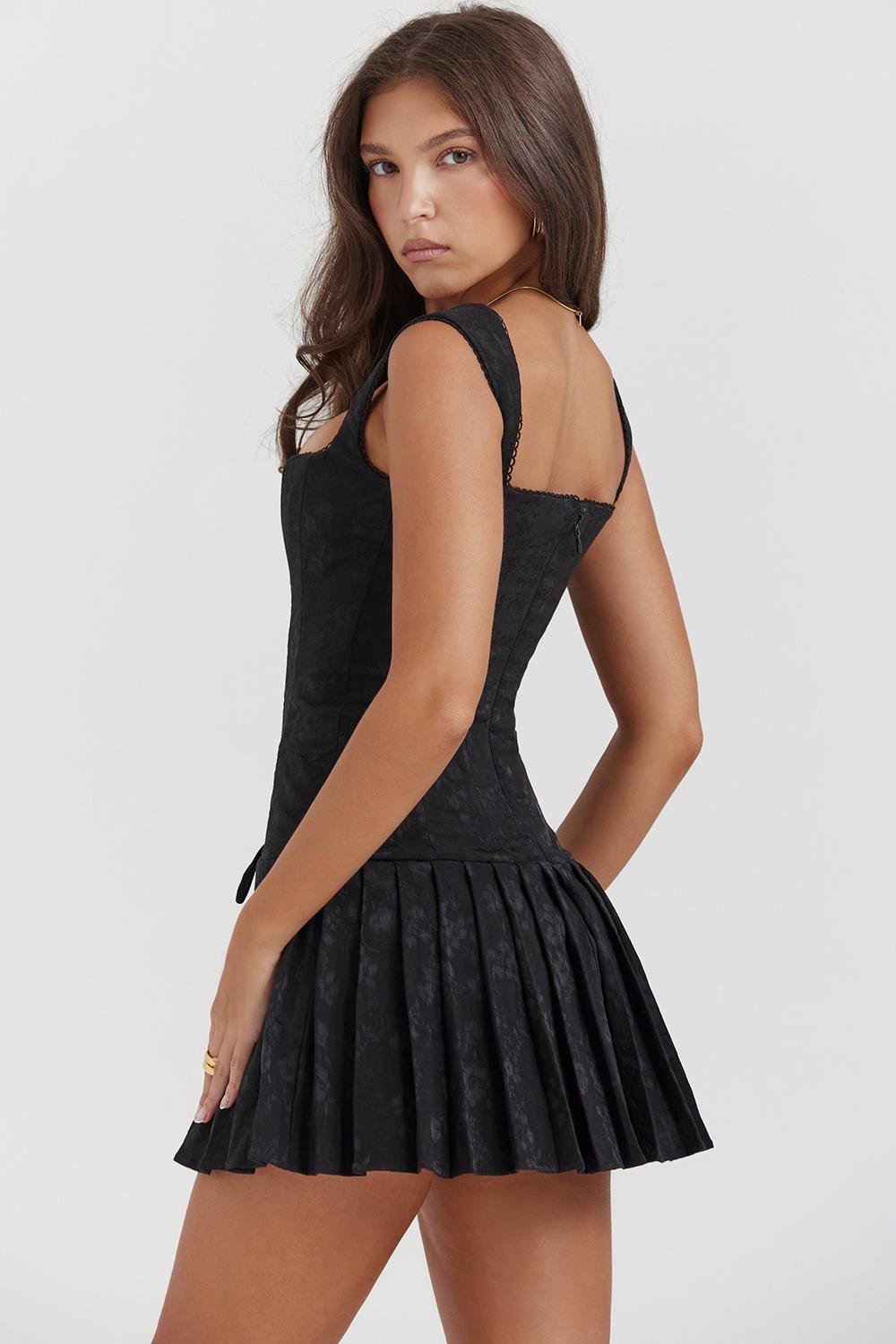 Talia  black pleated mini dress Product Image