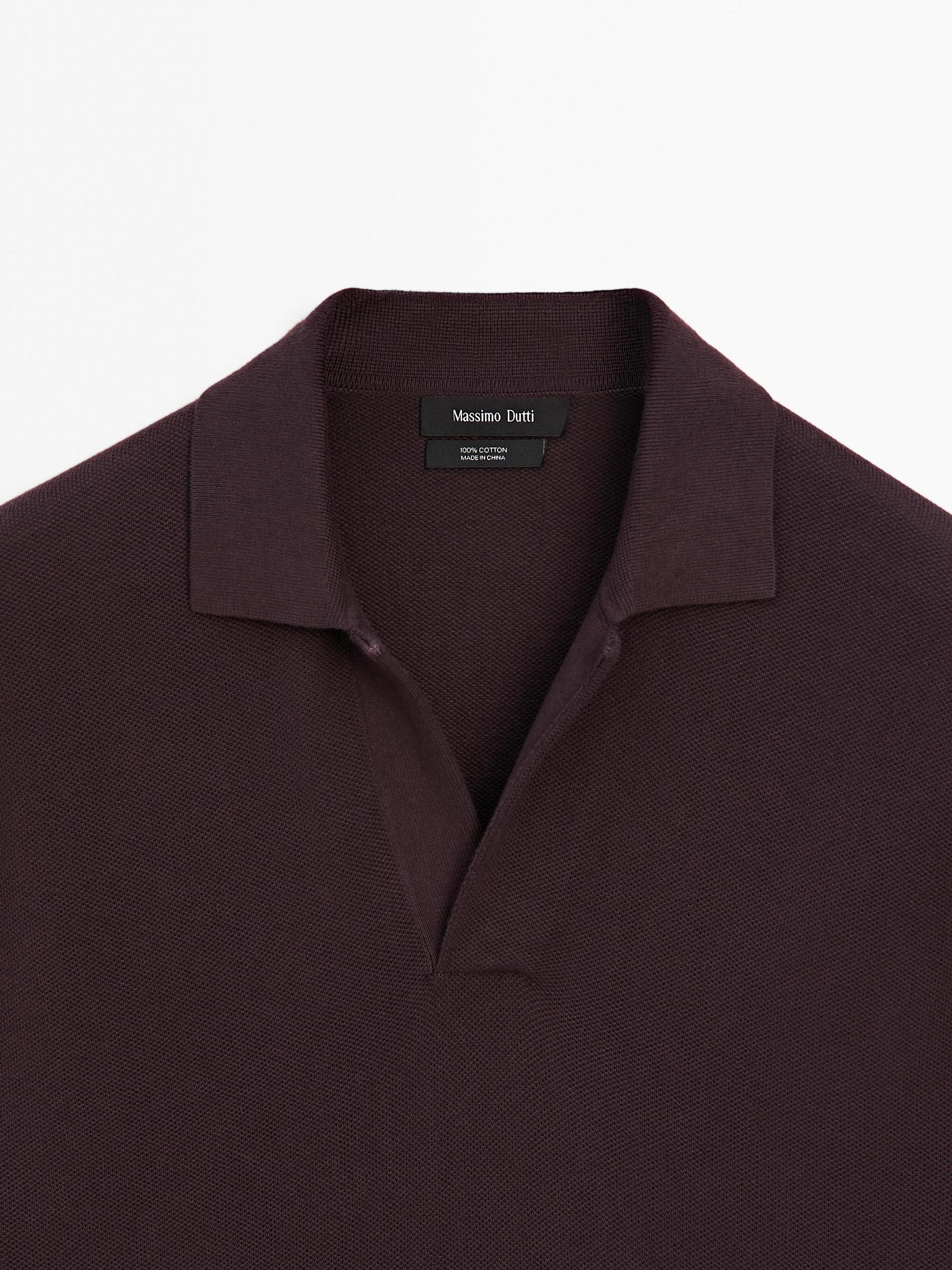 Knit V-neck polo shirt Product Image