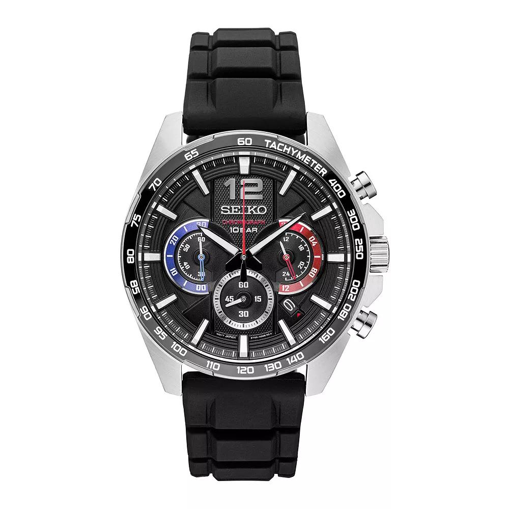 Seiko Mens Stainless Steel & Silicone Chronograph Watch - SSB347 Black Product Image