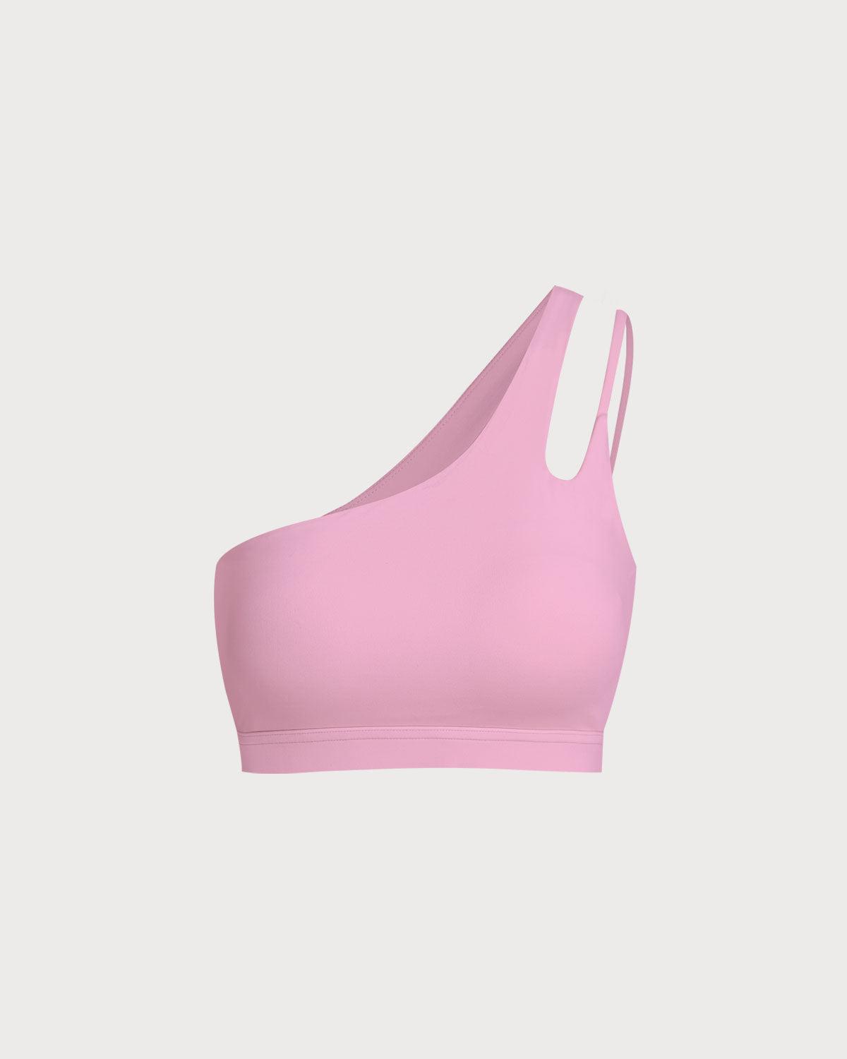 Pink Cropped One Shoulder Yoga Cami Top - Light Support Product Image