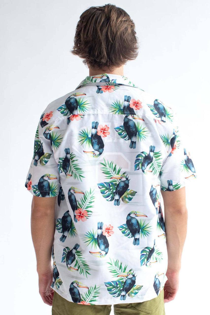 White Toucan Print Hawaiian Shirt Product Image