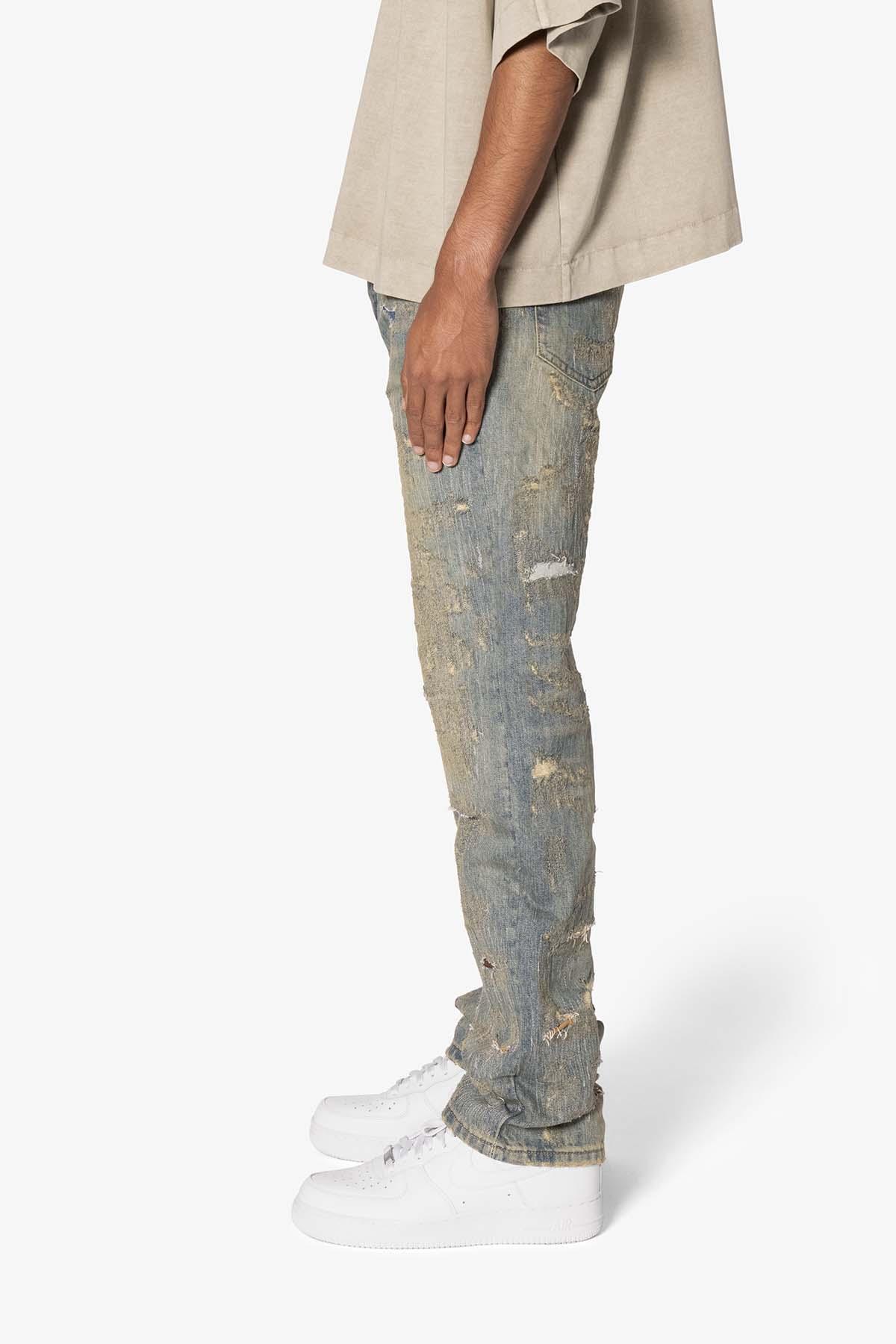 V613 Distressed Saddle Denim - Blue Product Image