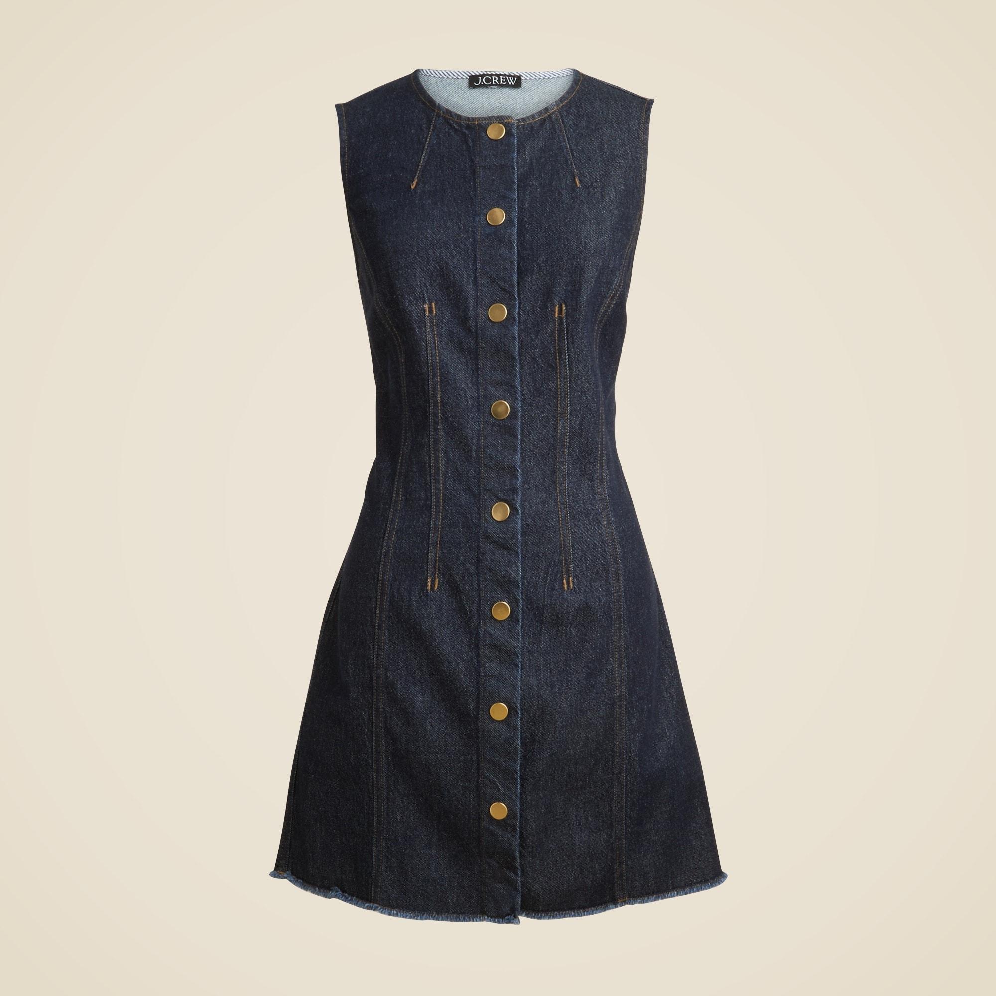 Seamed denim mini dress in Rinse wash Product Image