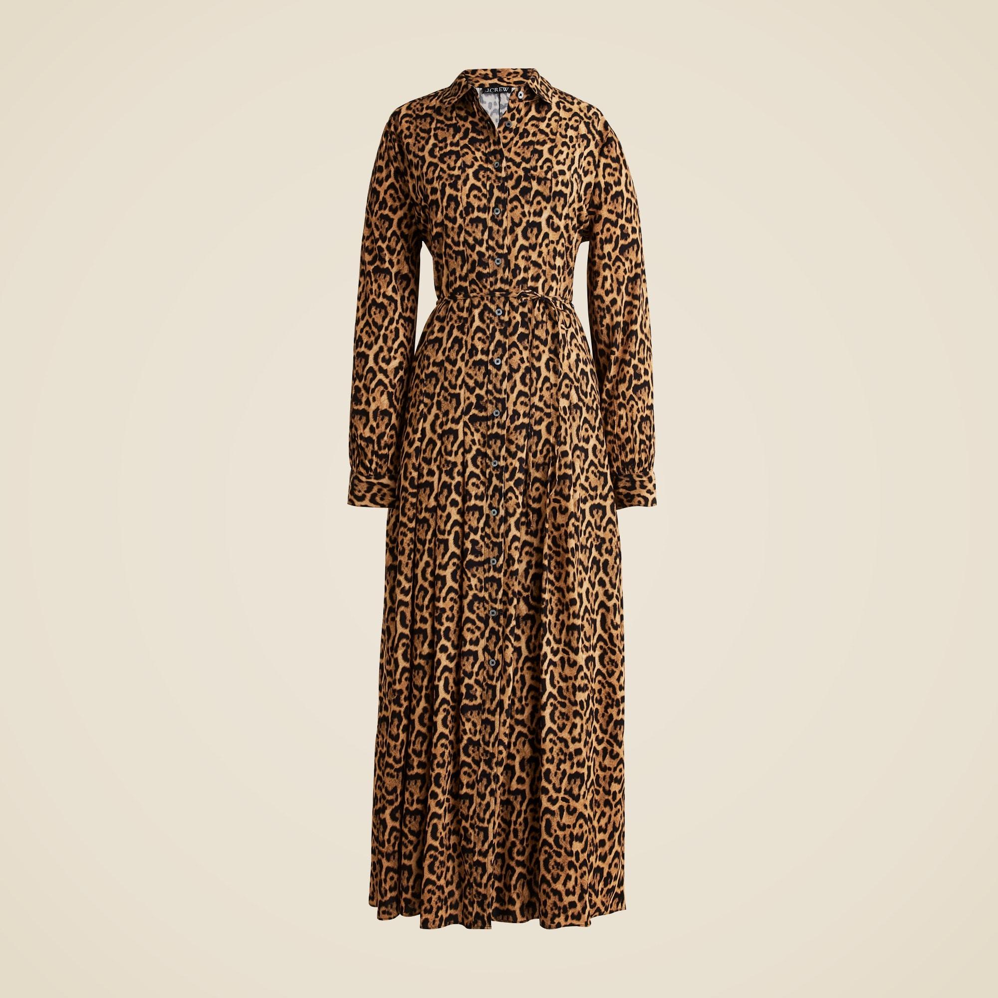 Drapey pleated shirtdress in leopard print Product Image