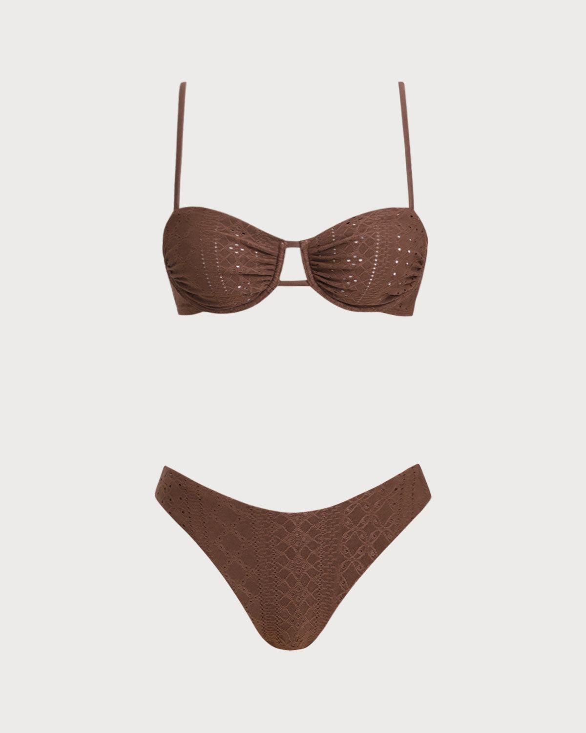 Brown Textured Underwire Bikini Set Product Image