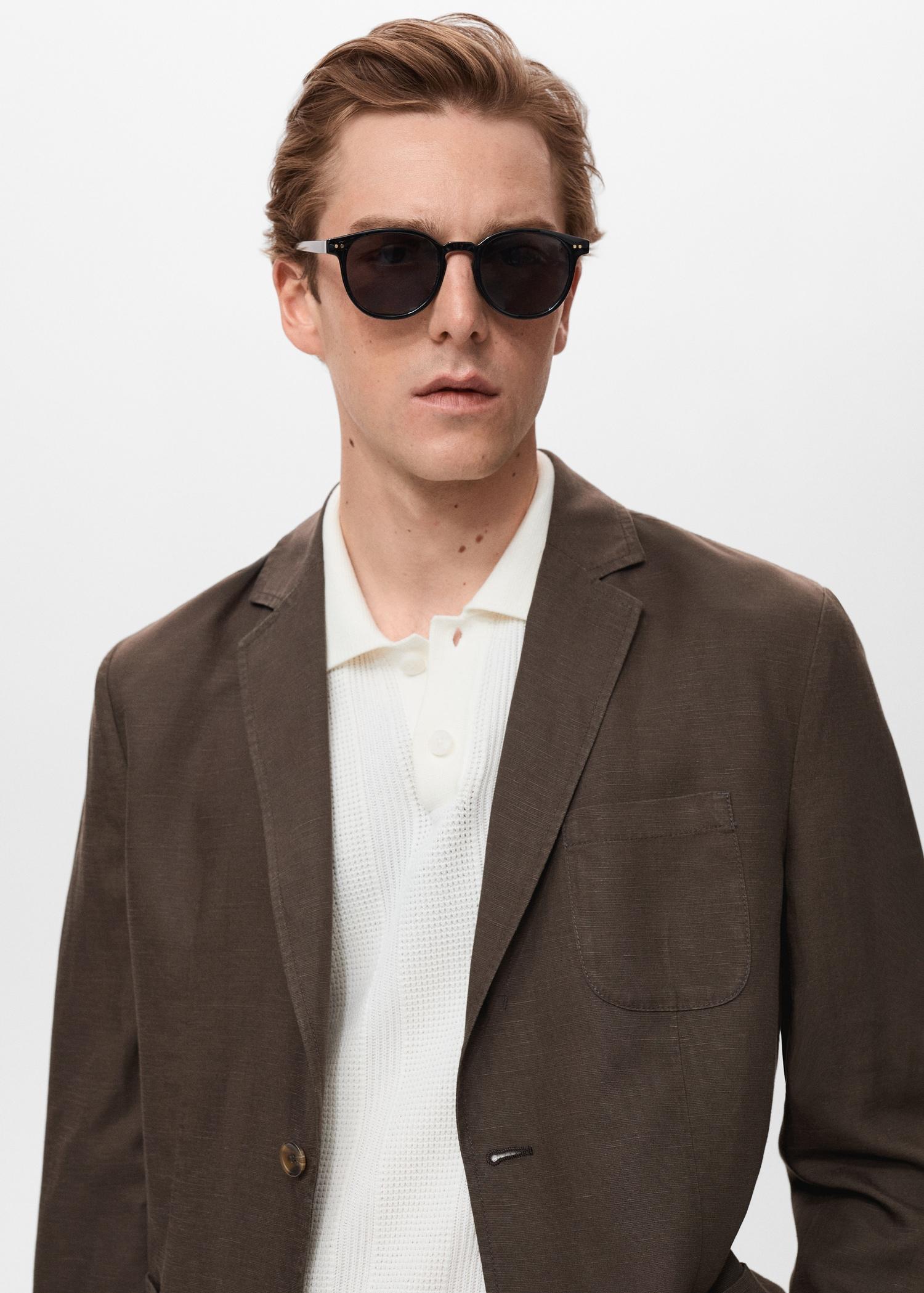 Slim fit linen suit blazer - Men | MANGO USA Product Image