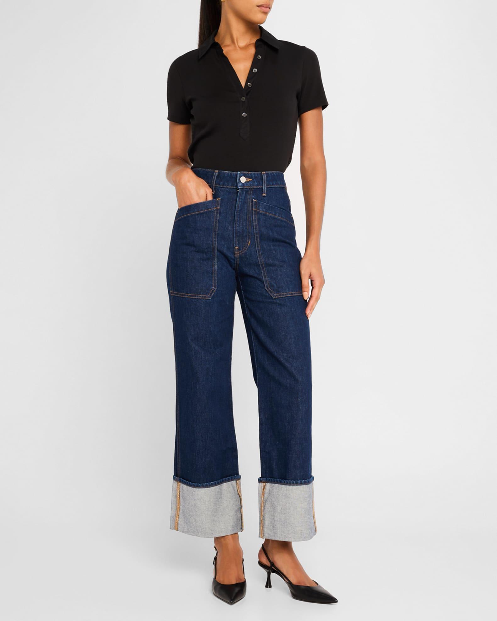 Dylan High-Rise Straight Cuffed Jeans Product Image
