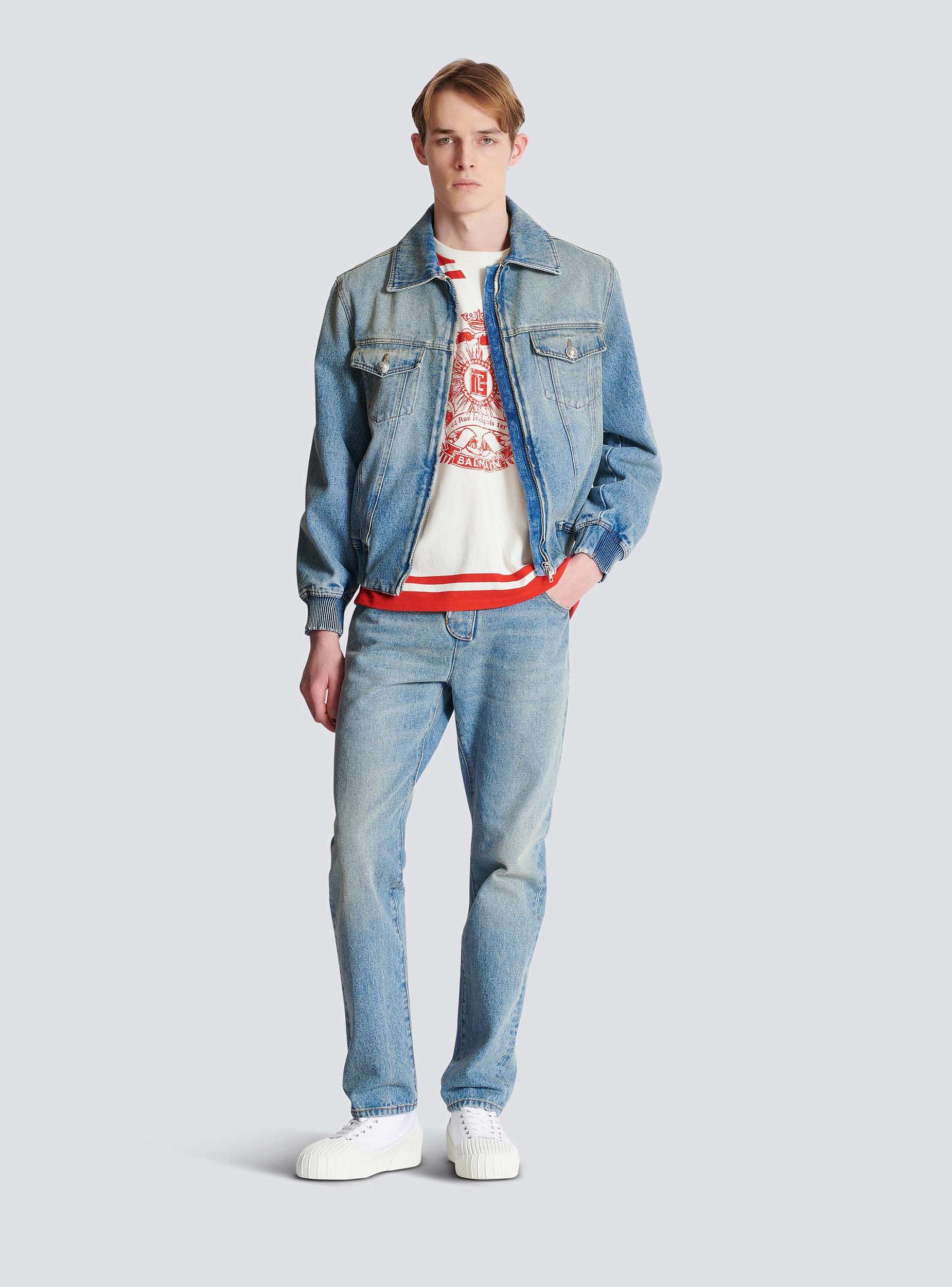 Cropped lined denim jacket Product Image