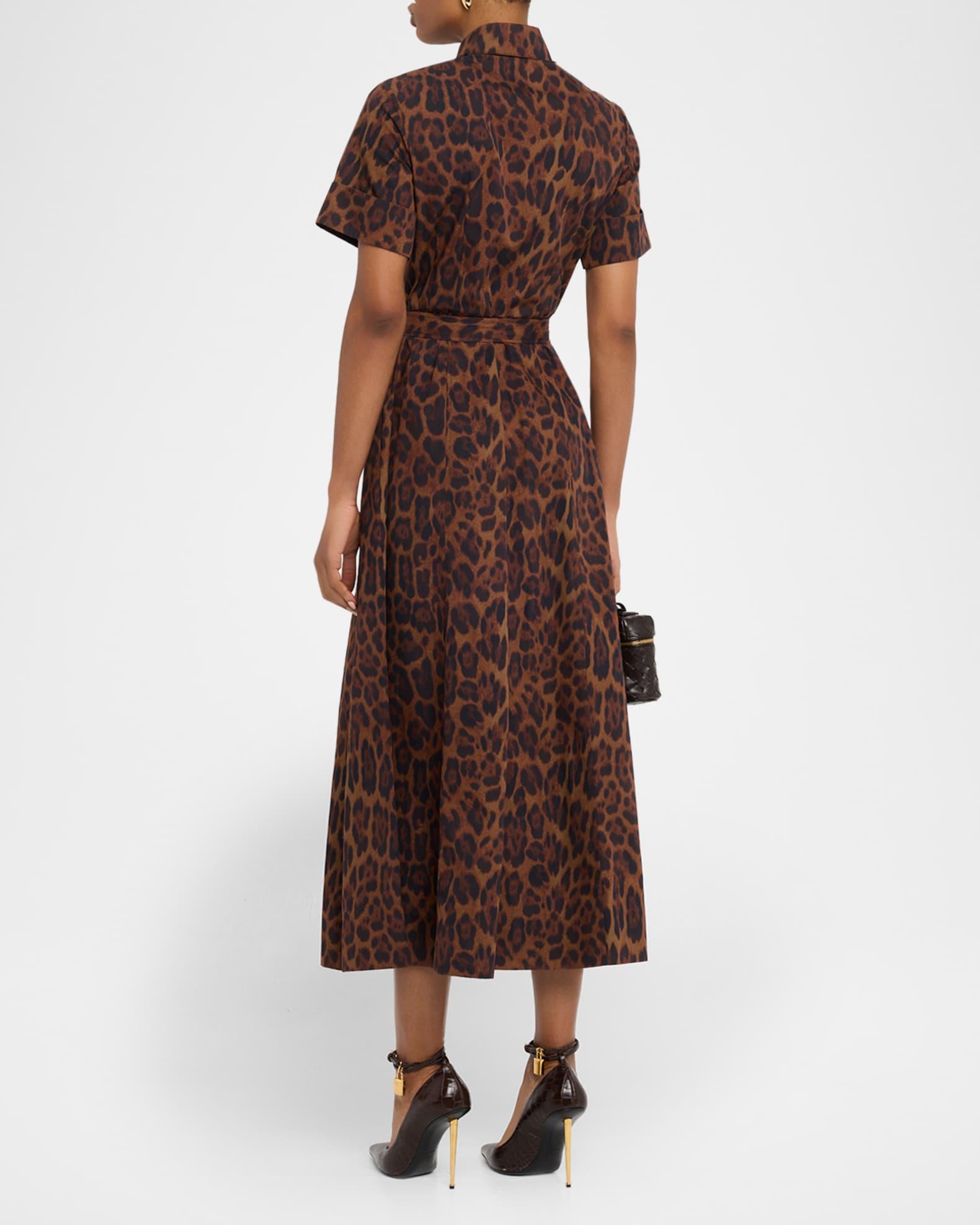 Leighton Leopard-Print Belted Midi Shirtdress Product Image