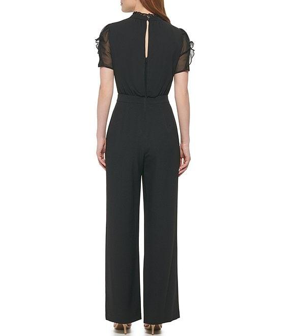 Vince Camuto Short Sleeve Mock Neck Chiffon Bodice Jumpsuit Product Image