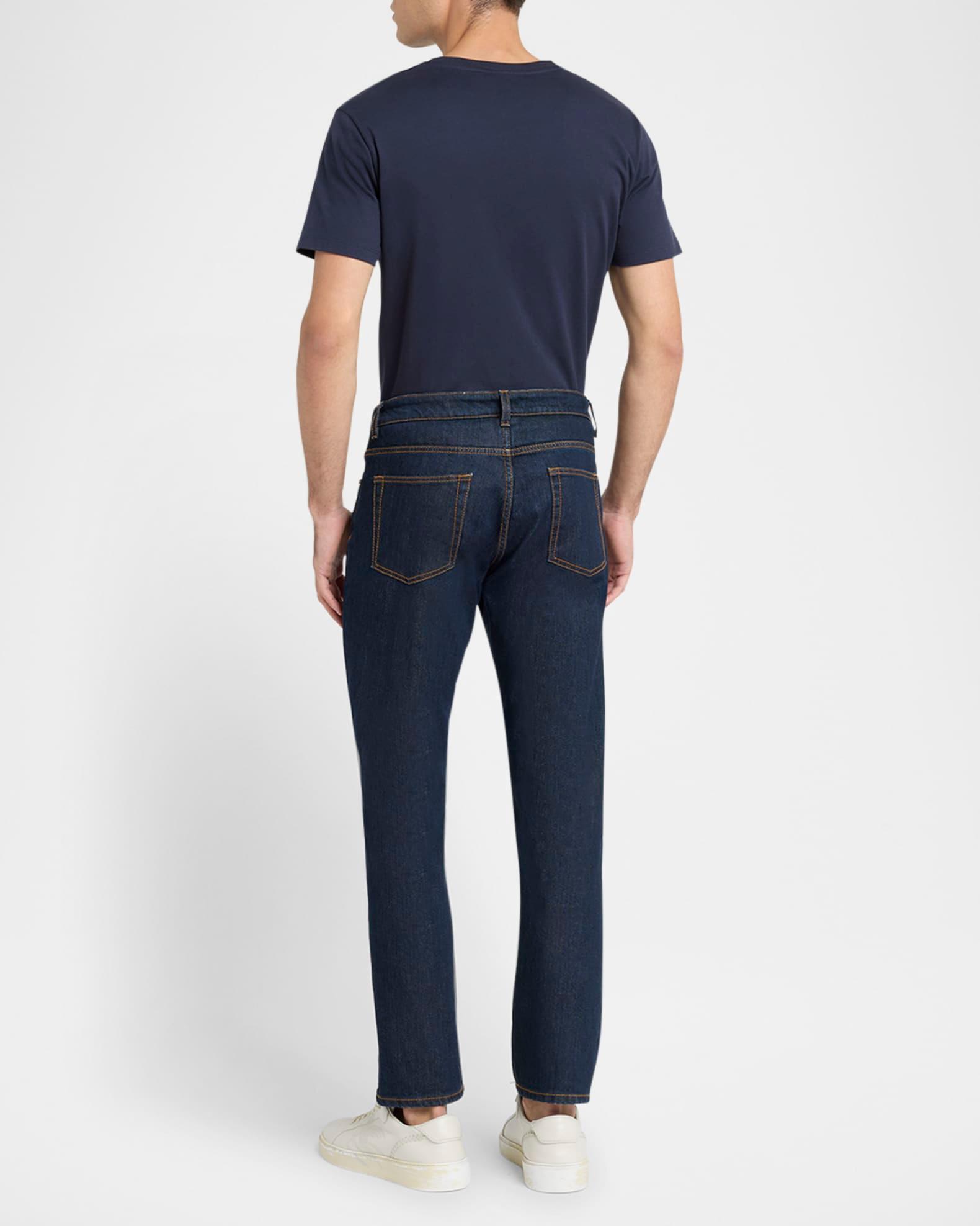 Men's Slim-Straight Contrast-Stitch Jeans Product Image