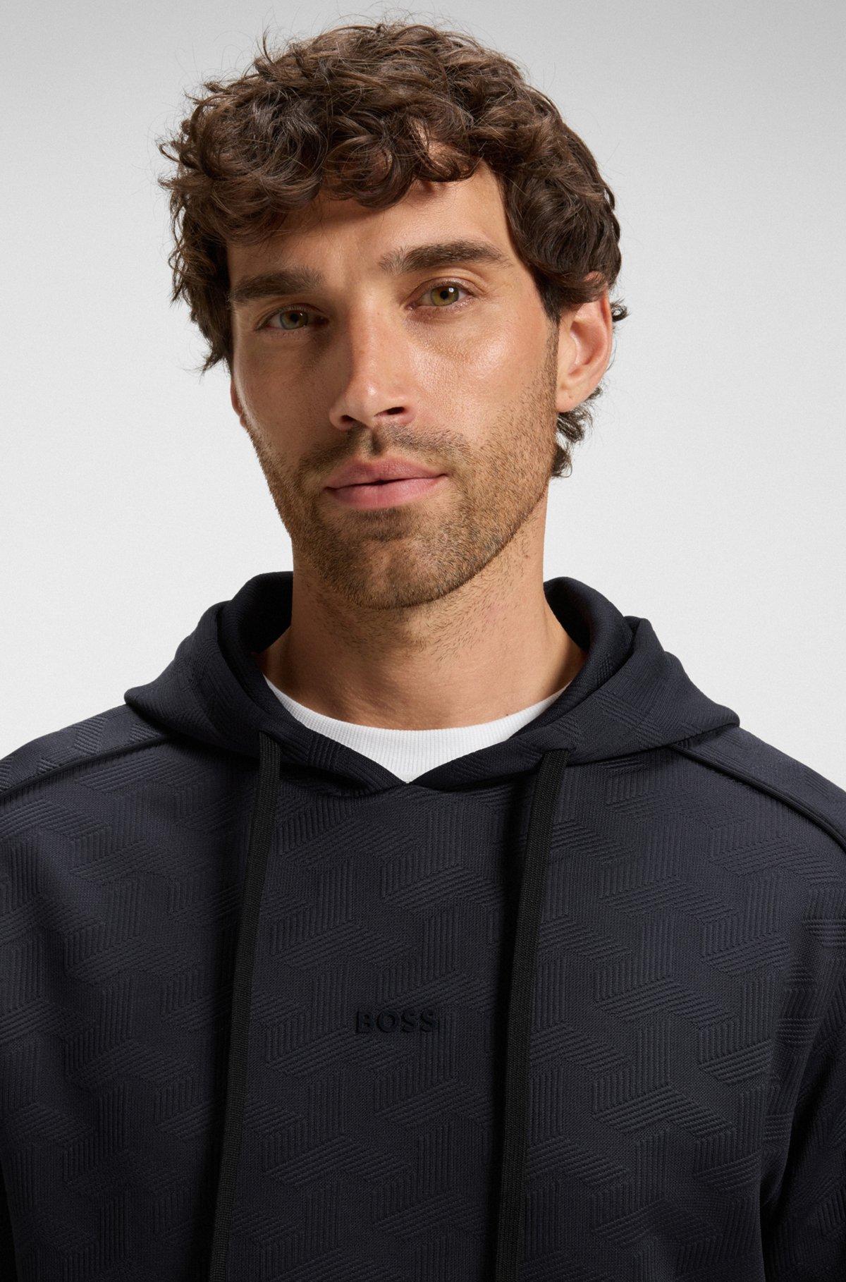 Regular-fit hoodie with quilted jacquard Product Image