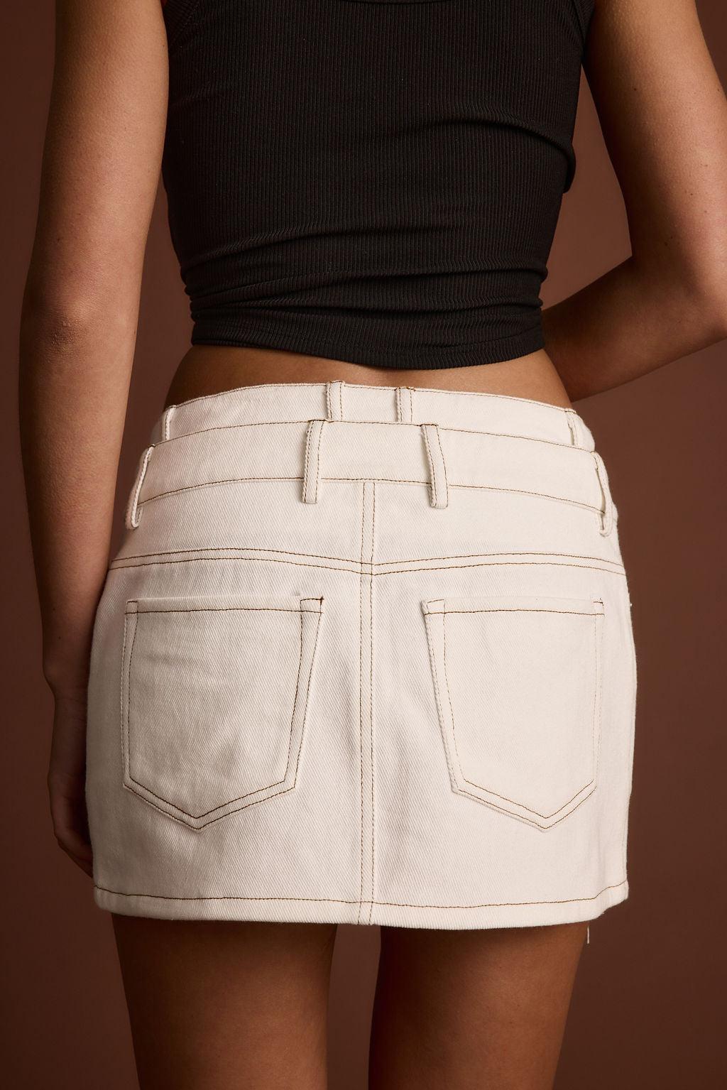 Hilly White Denim Micro Mini Skirt Product Image