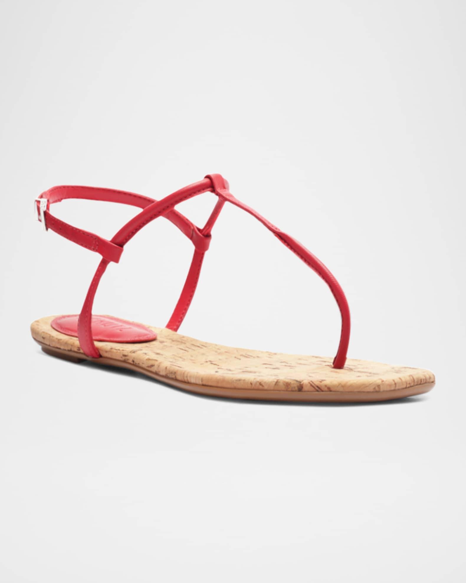 Elsha Leather T-Strap Flat Sandals Product Image