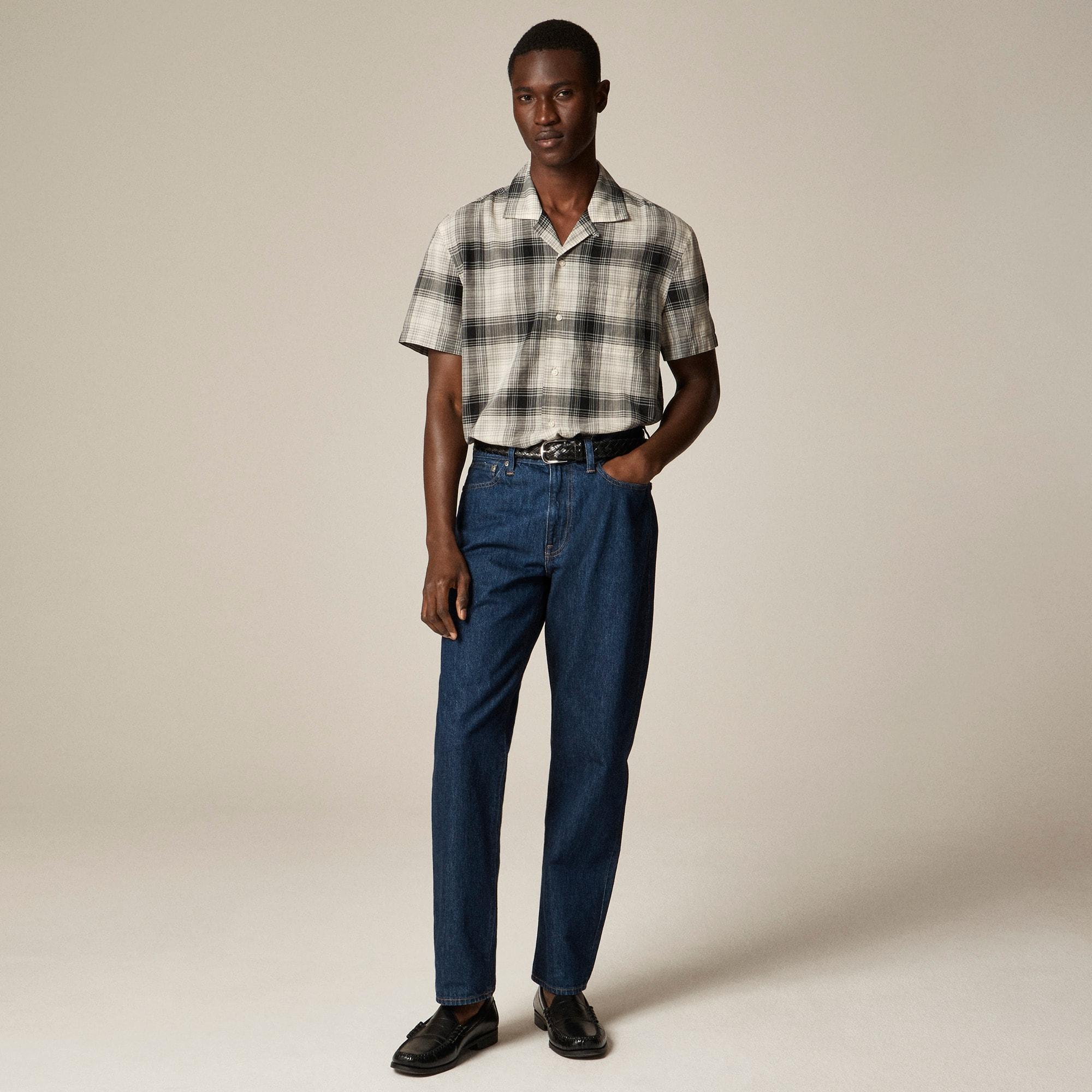 Short-sleeve cotton gauze camp-collar shirt Product Image