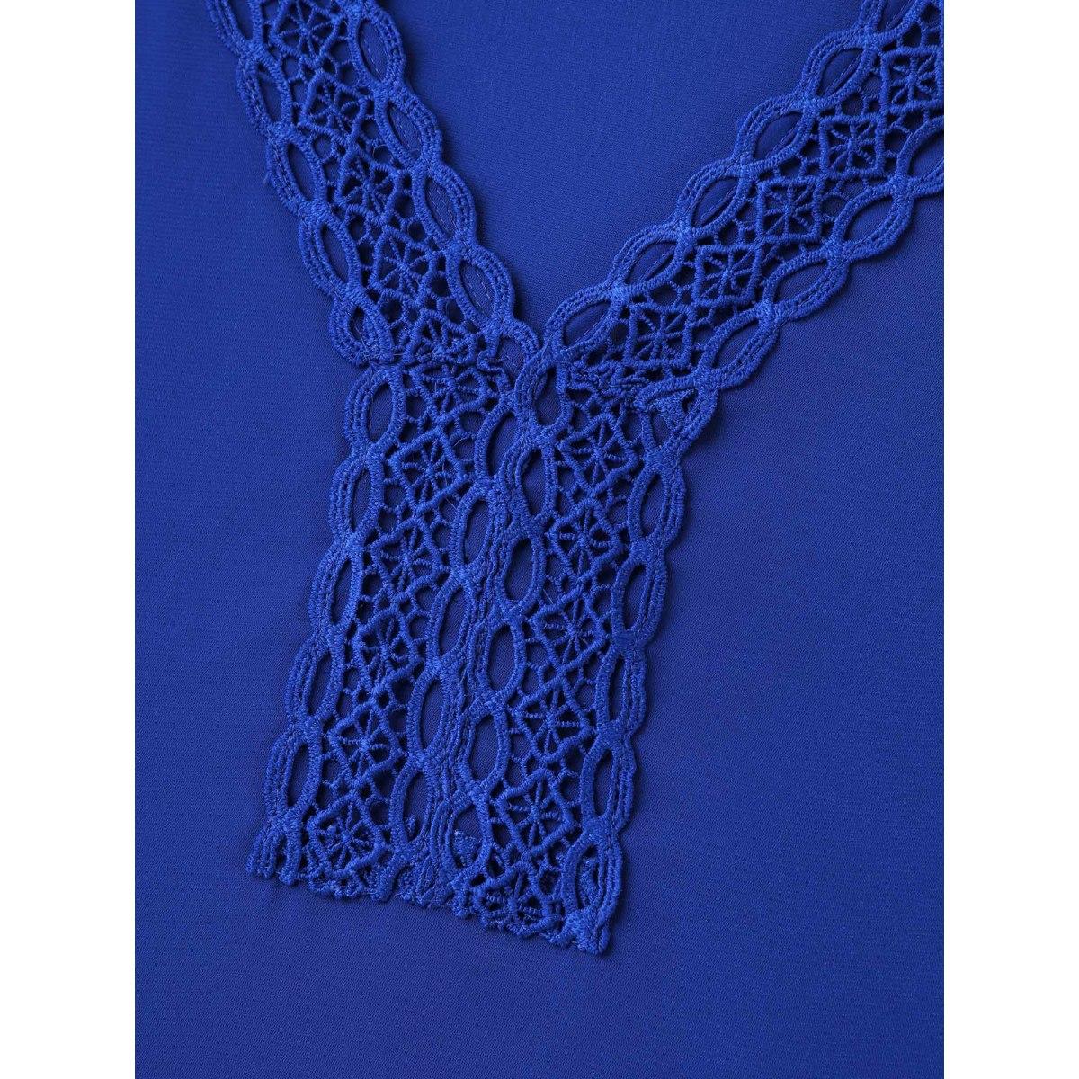 Plus Size Black Sheer Grid Neck Keyhole Blouse Women Short sleeve Round Neck Work Blouses BloomChic 12/L Product Image