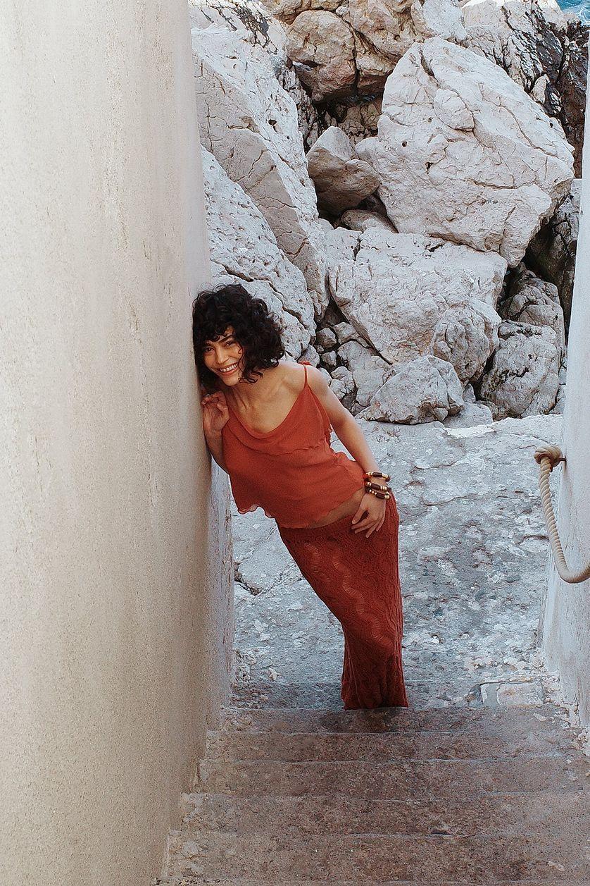 Wavy Crochet Knitted Skirt Product Image