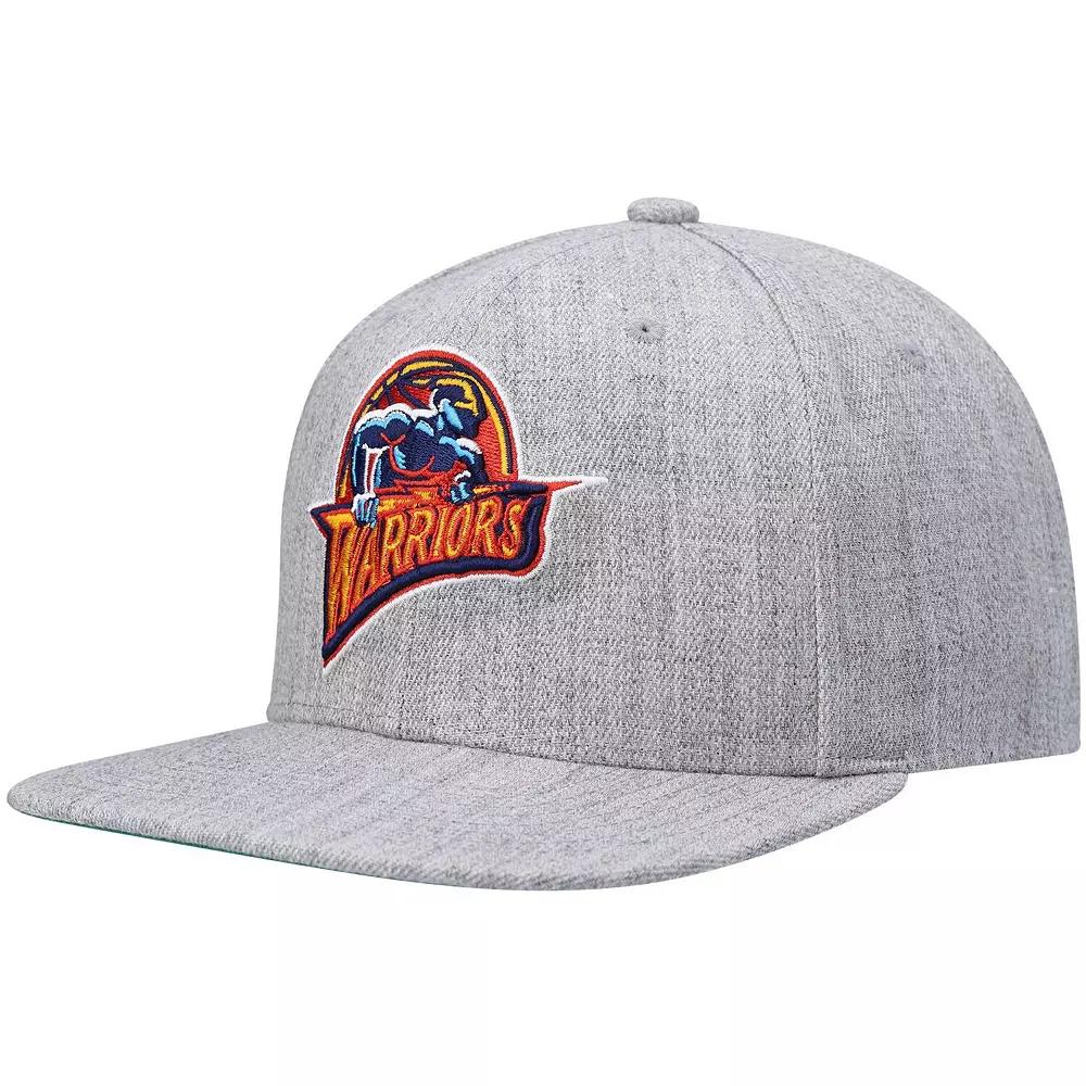 Men's Mitchell & Ness Heathered Gray Golden State Warriors Hardwood Classics Team 2.0 Snapback Hat, Grey Product Image