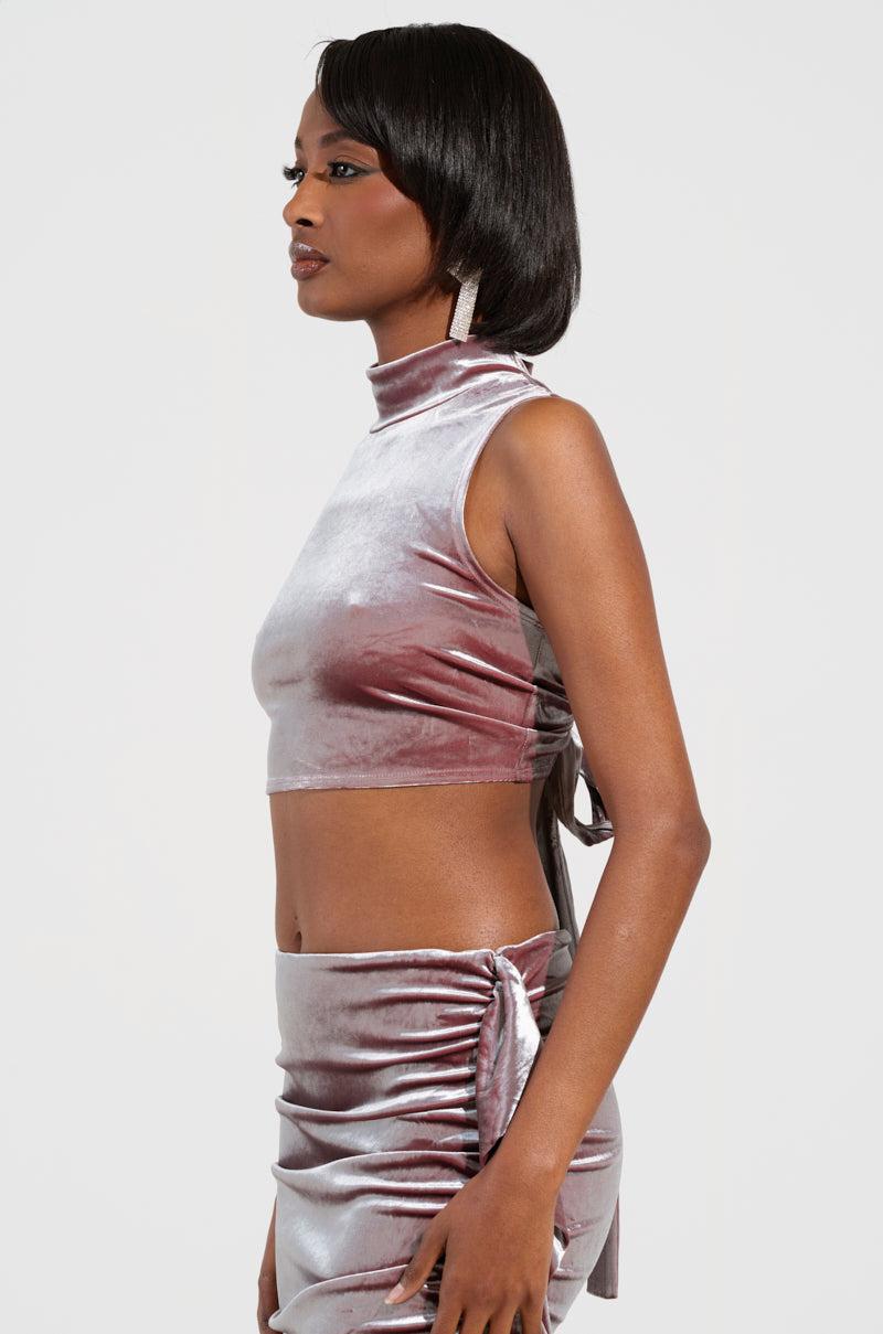 FLAUNT IT VELVET MOCK NECK BLOUSE Product Image