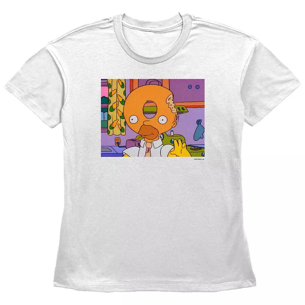 Women's The Simpsons Homer Donut Head Basic Fit Graphic Tee, Girl's, Size: XXL, White Product Image
