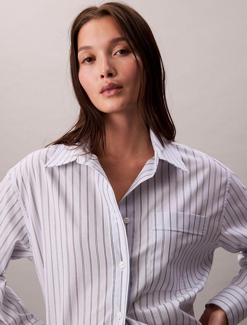 Poplin Striped Relaxed Button-Down Shirt Product Image