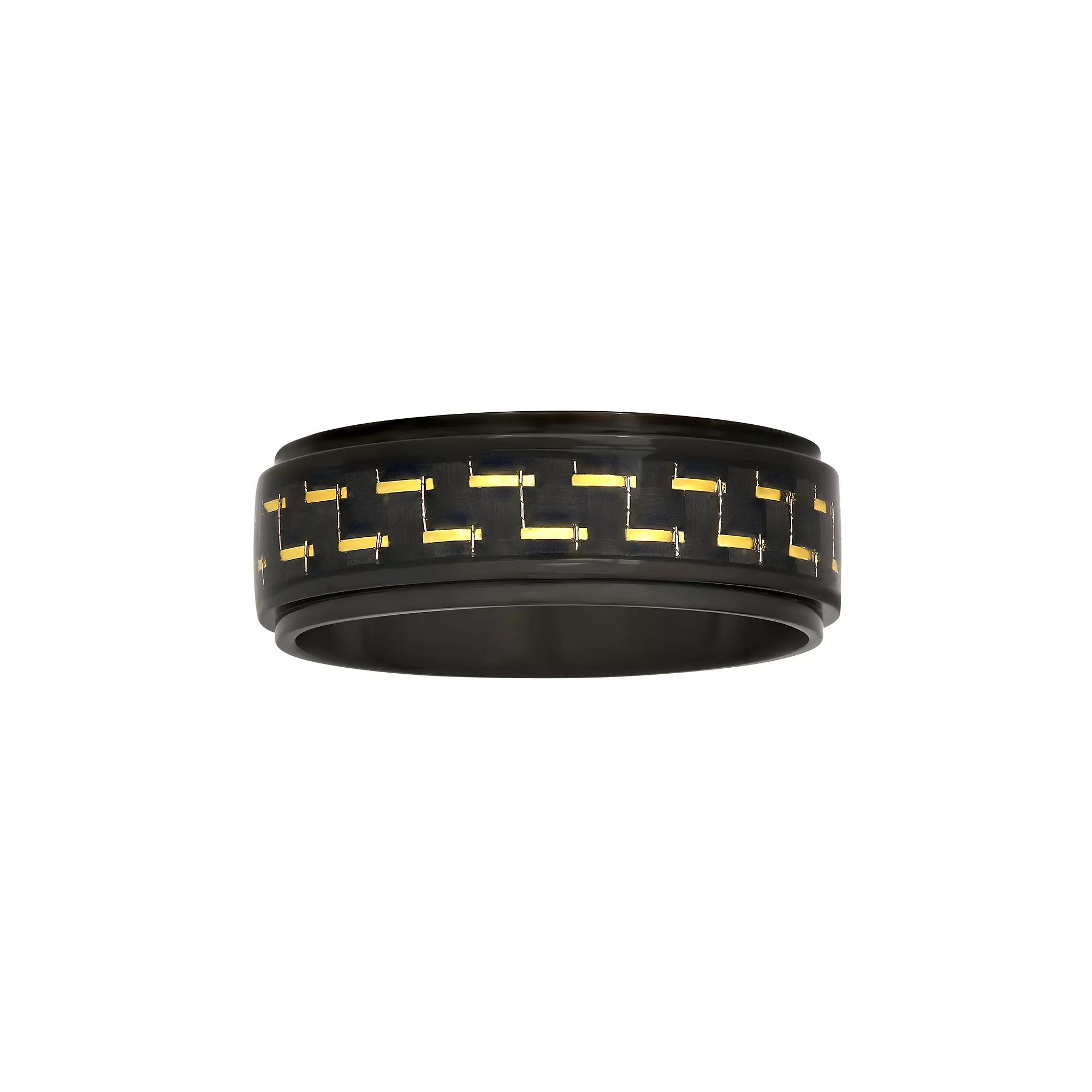 Mens Stainless Steel Carbon Fiber Ring Two Tone Product Image