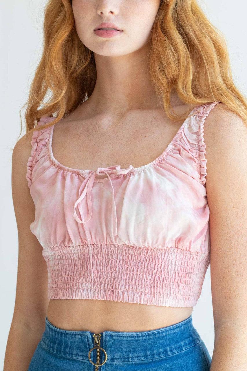Mauve Cloud Dyed Milkmaid Crop Top Product Image