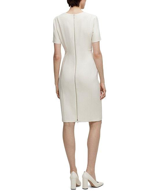 Hugo Boss Damaisa Woven V-Neck Short Sleeve Fitted Dress Product Image