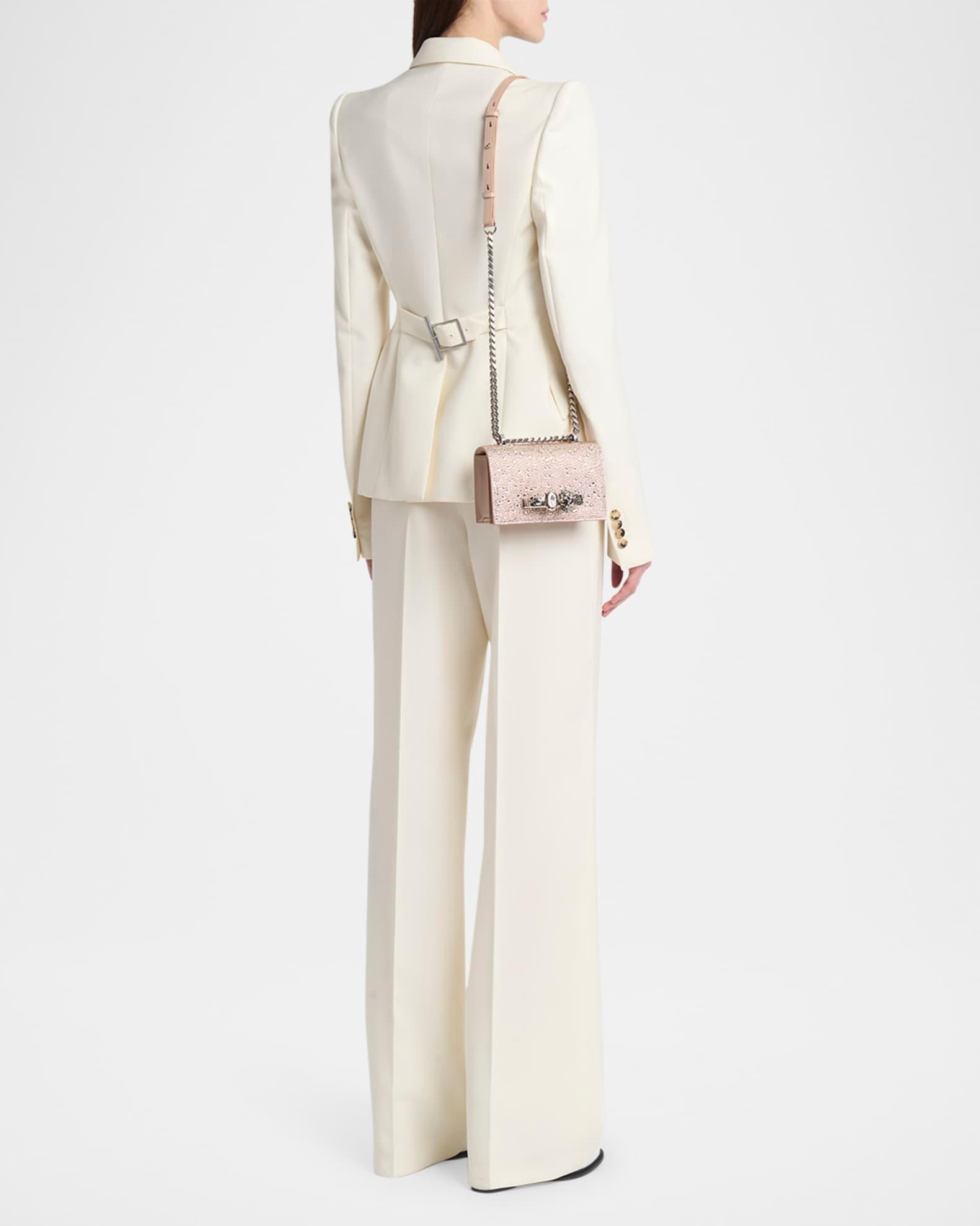 Skull Four Ring Embellished Leather Clutch Bag Product Image