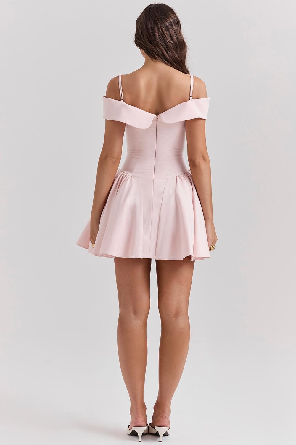Elida  ballerina pink off shoulder mini dress - sale Product Image
