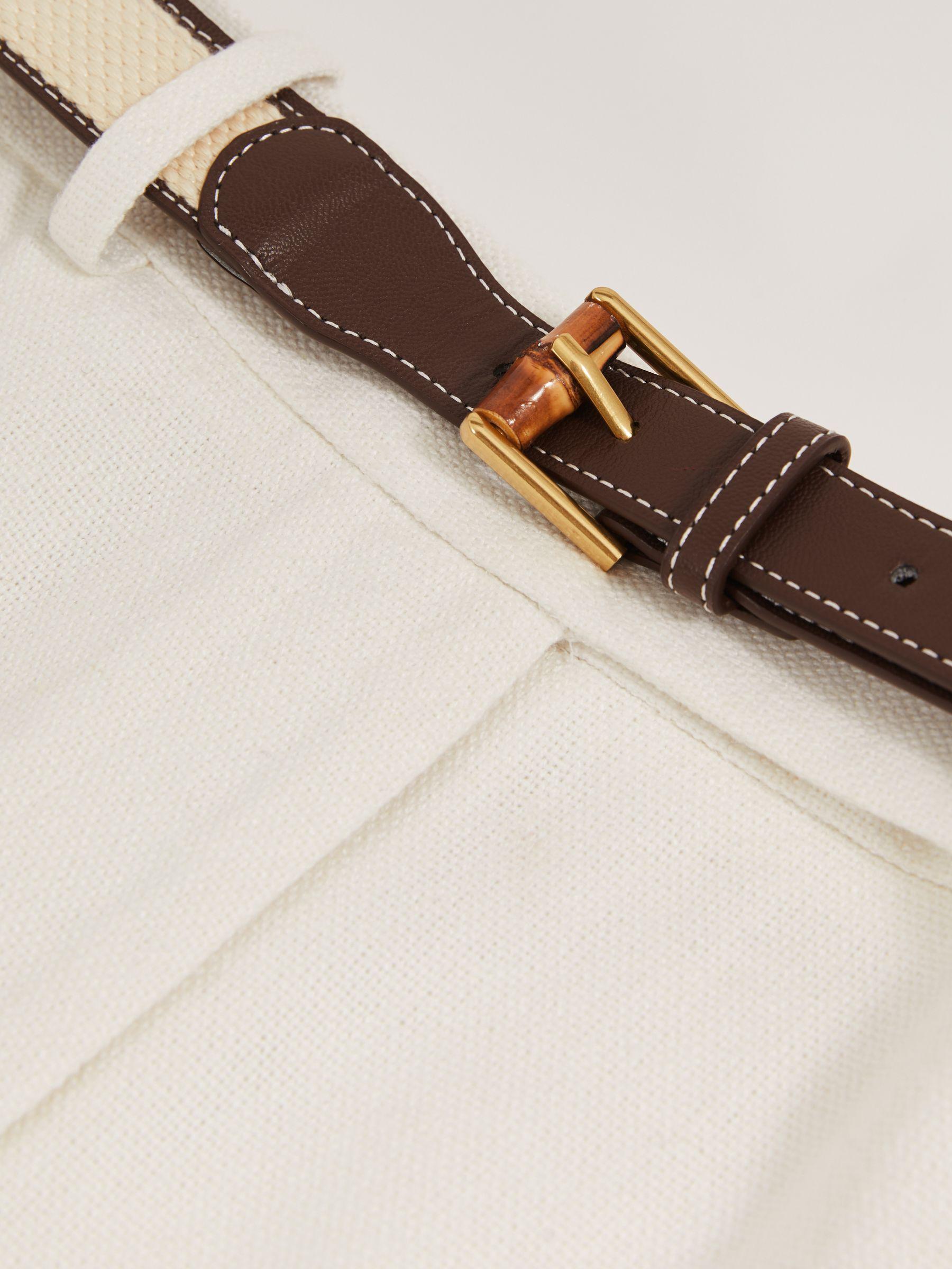 Linen-Blend Bermuda Shorts in White Product Image