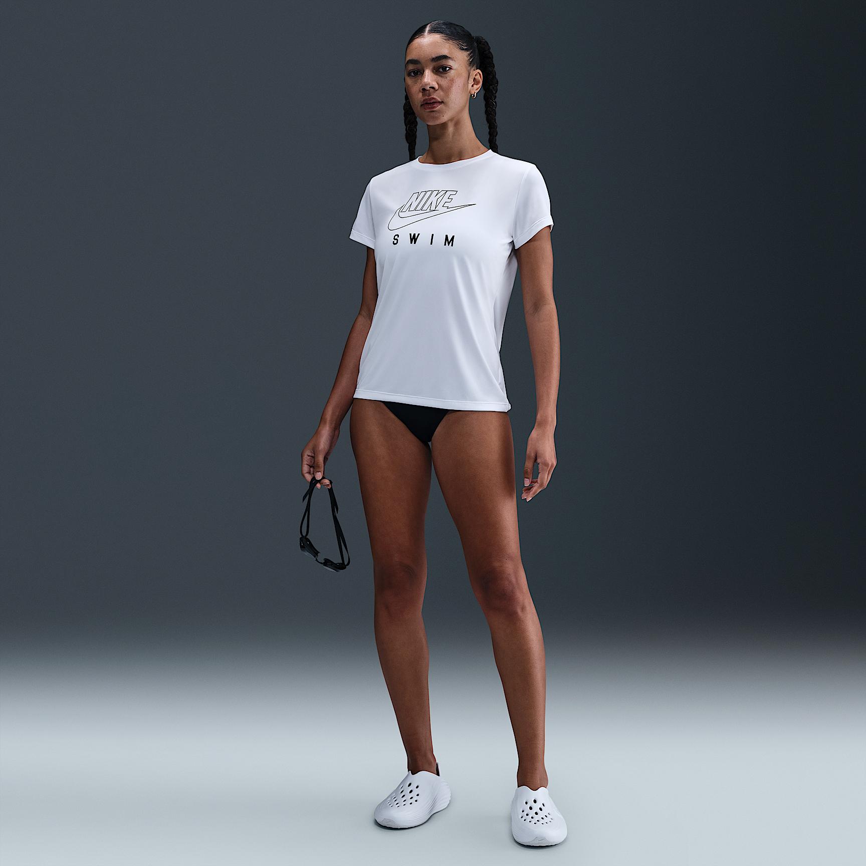 Nike Womens Swim Swoosh Hydroguard Short-Sleeve Top | NESSF326-100 Product Image