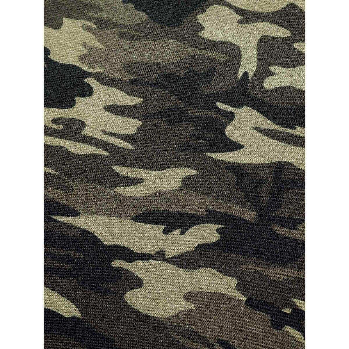 Plus Size Camouflage Print Raglan Sleeve T-Shirt Black Women Leisure Contrast V-neck Casual T-shirts BloomChic 10/M Product Image