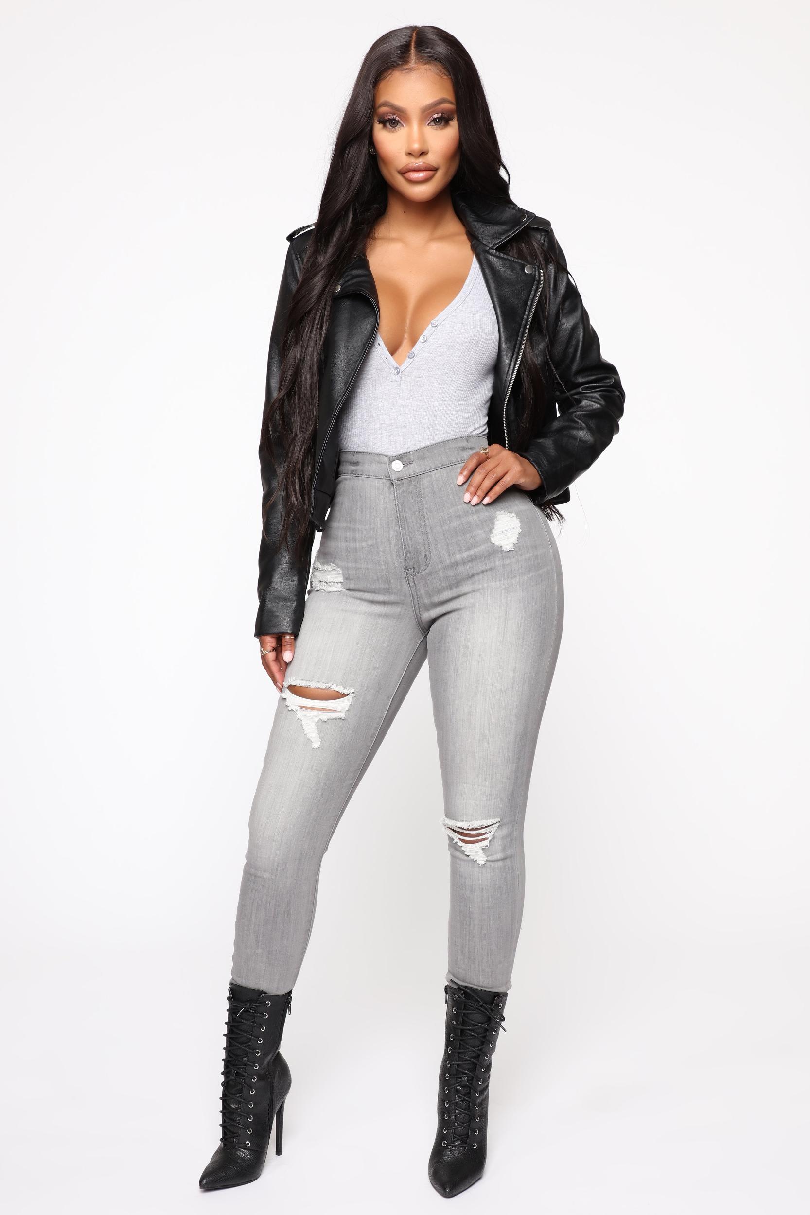 In The Night High Rise Skinny Jeans - Grey Product Image