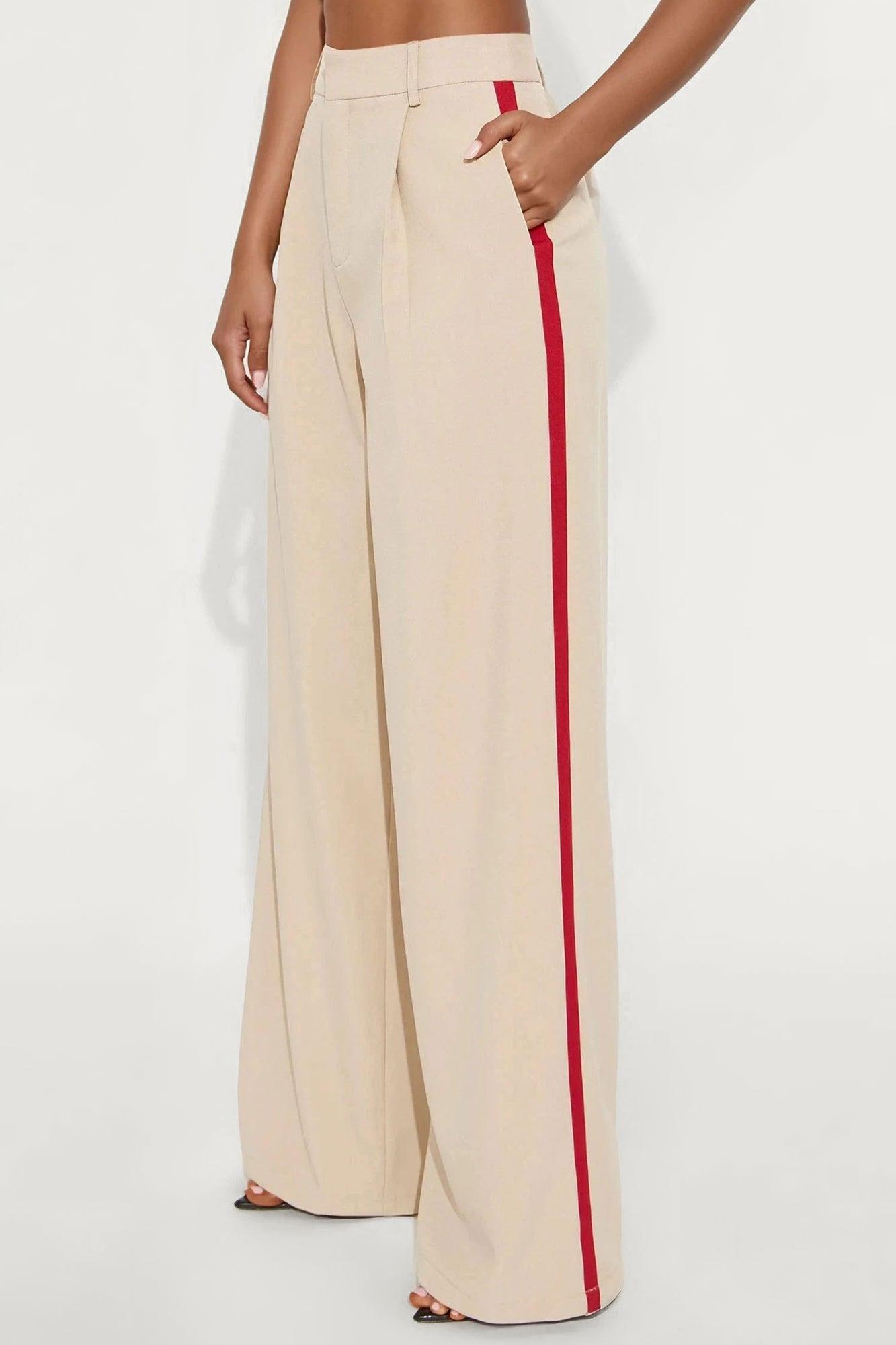 Dylan Wide Leg Trouser Pants - Taupe/combo Product Image