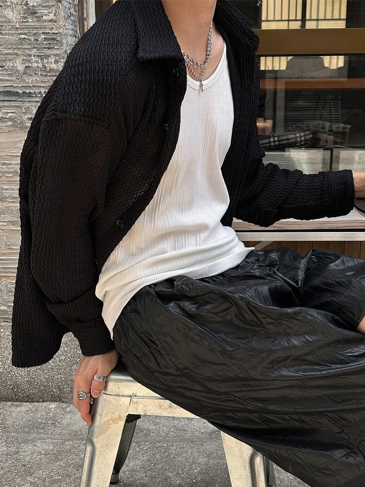 RT No. 12599 KNIT WAFFLE BUTTON-UP SHIRT Product Image