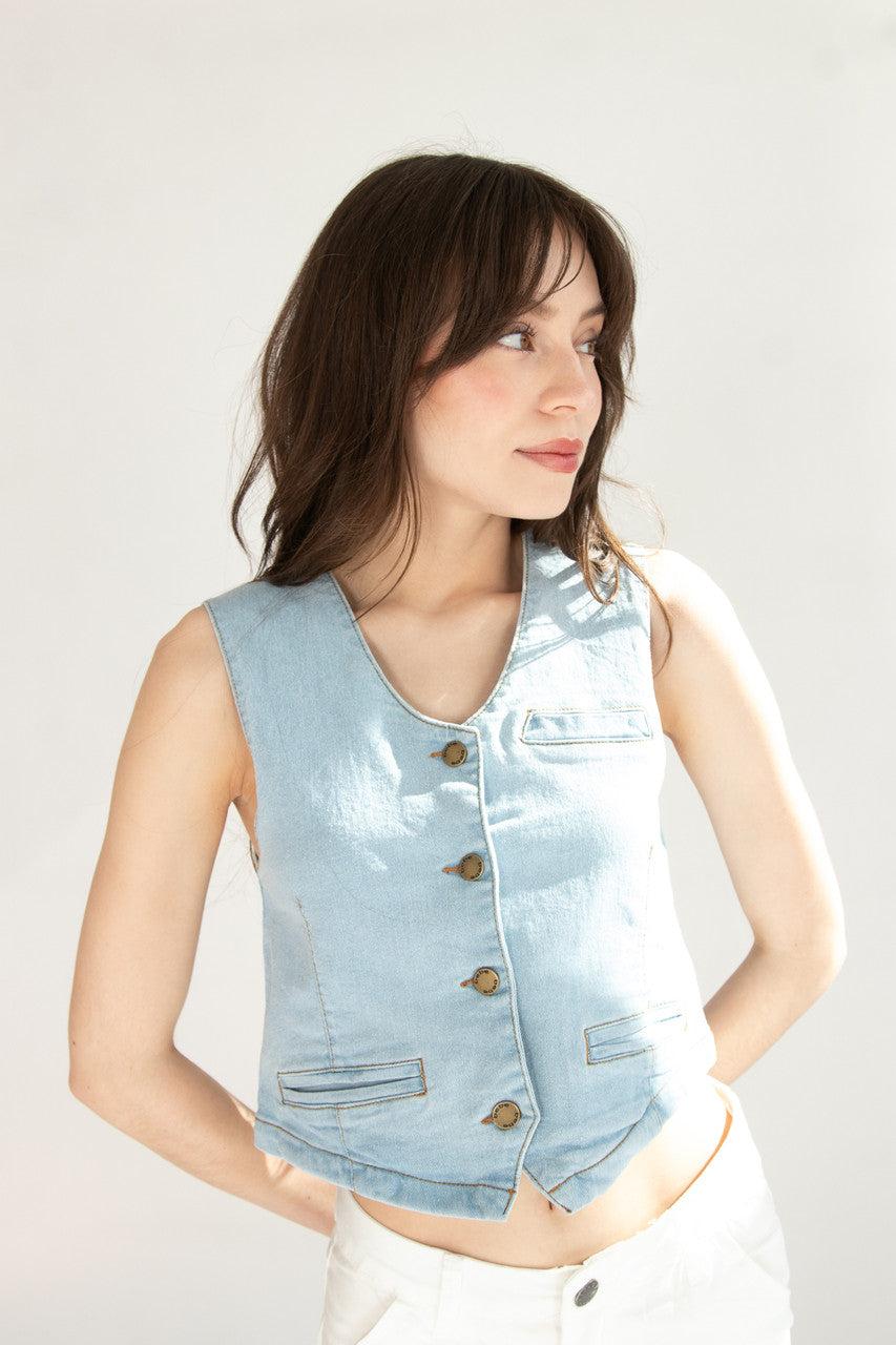 Light Wash Denim Vest Product Image