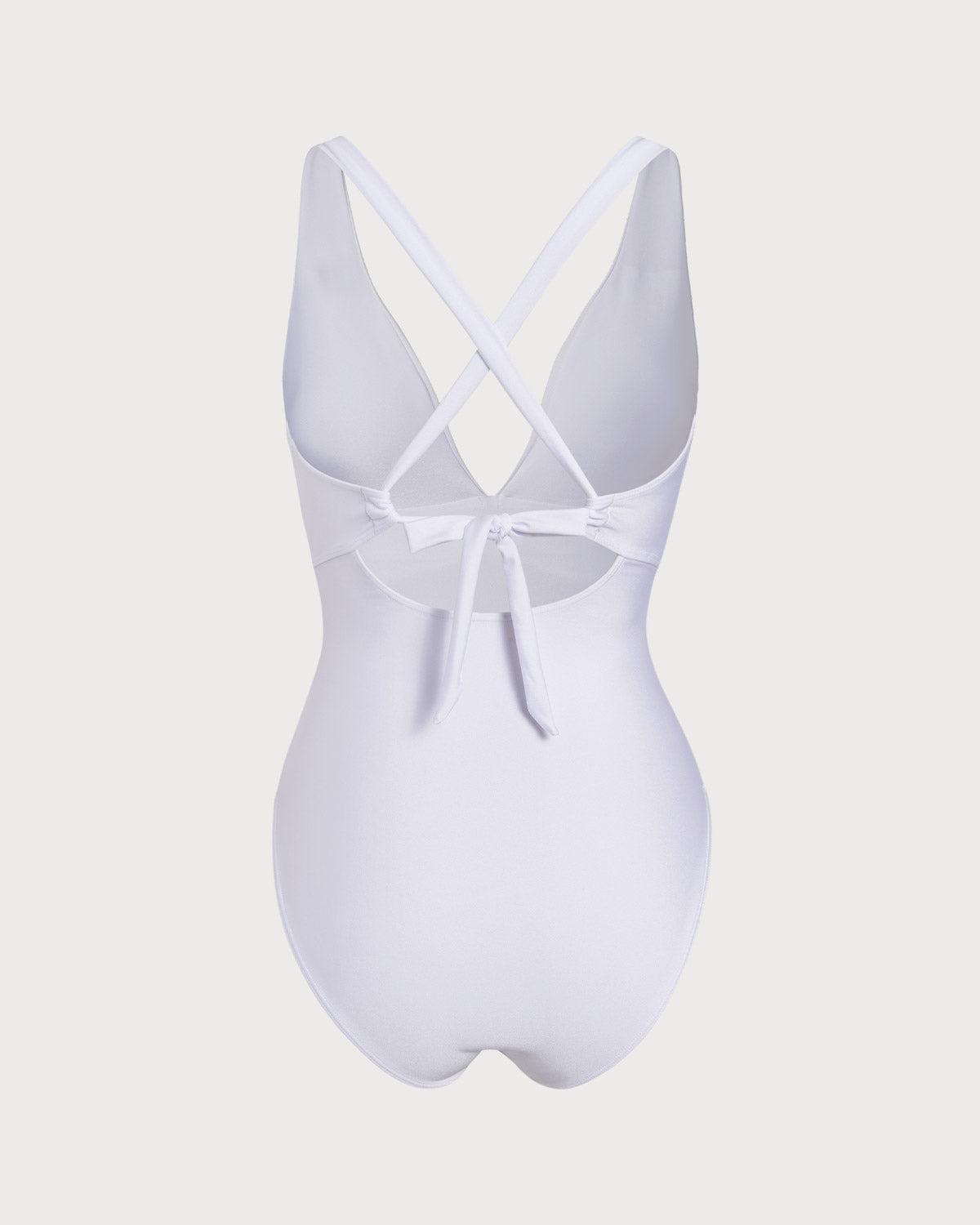 White Sweetheart Neck Drawstring Bikini Sets Product Image