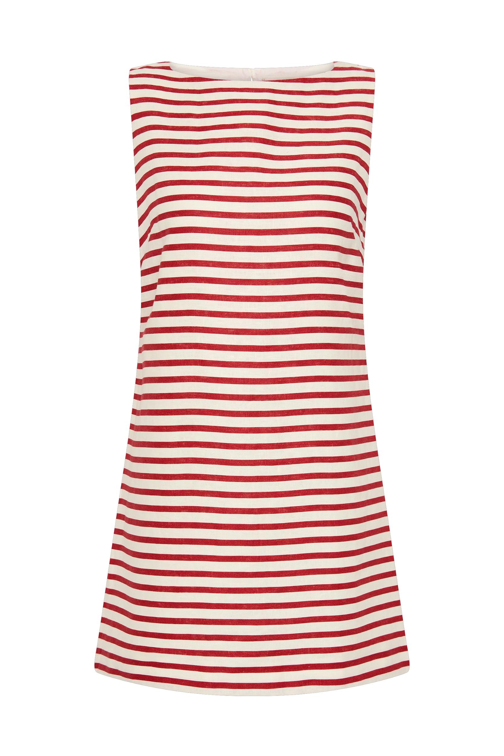 Kelly Mini Dress Breton Stripe Red - Final Sale Product Image