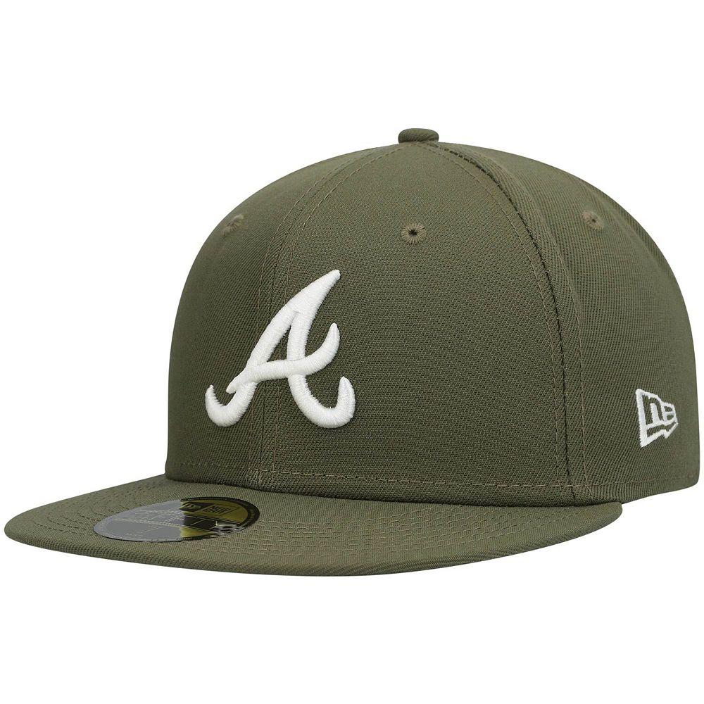 Men's New Era Olive Atlanta Braves Logo White 59FIFTY Fitted Hat, Size: 7 3/4, Team Product Image