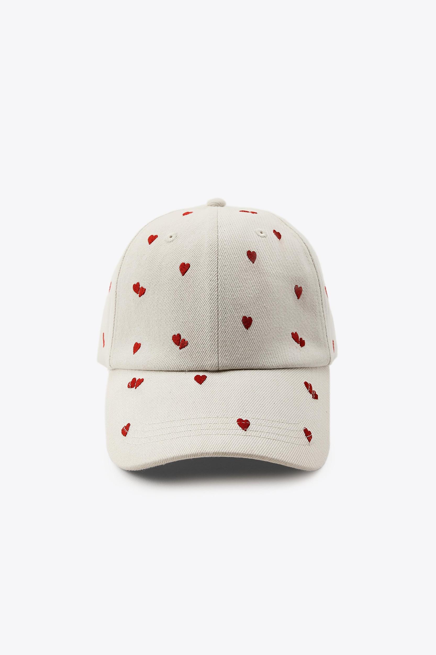 TWILL CAP WITH EMBROIDERED HEARTS Product Image