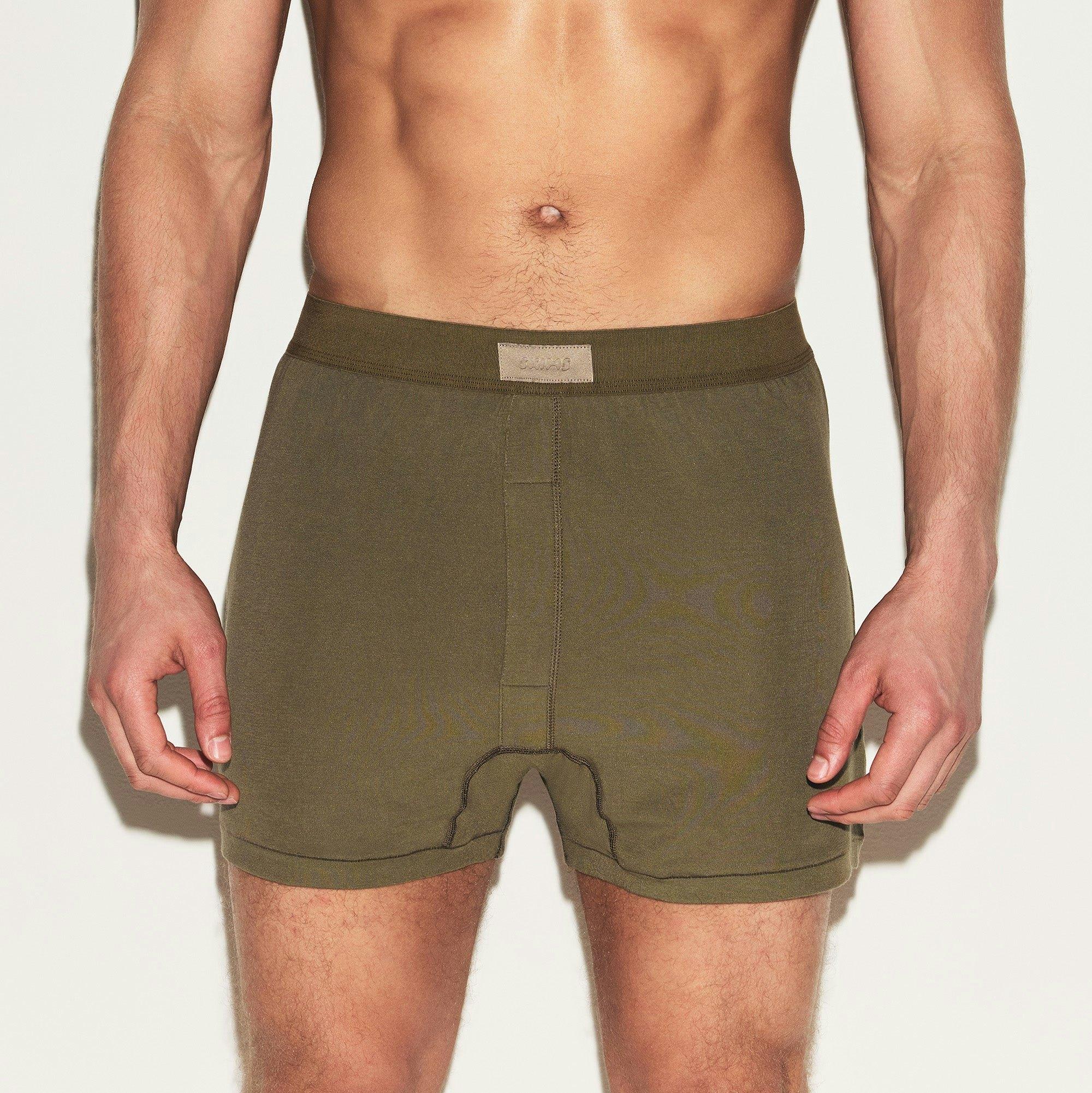 SKIMS COTTON MENS KNIT BOXER | ARMY Product Image