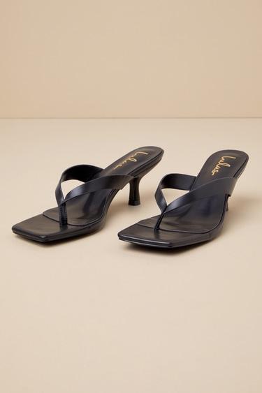 Wistery Black Kitten Heel Thong Sandals Product Image