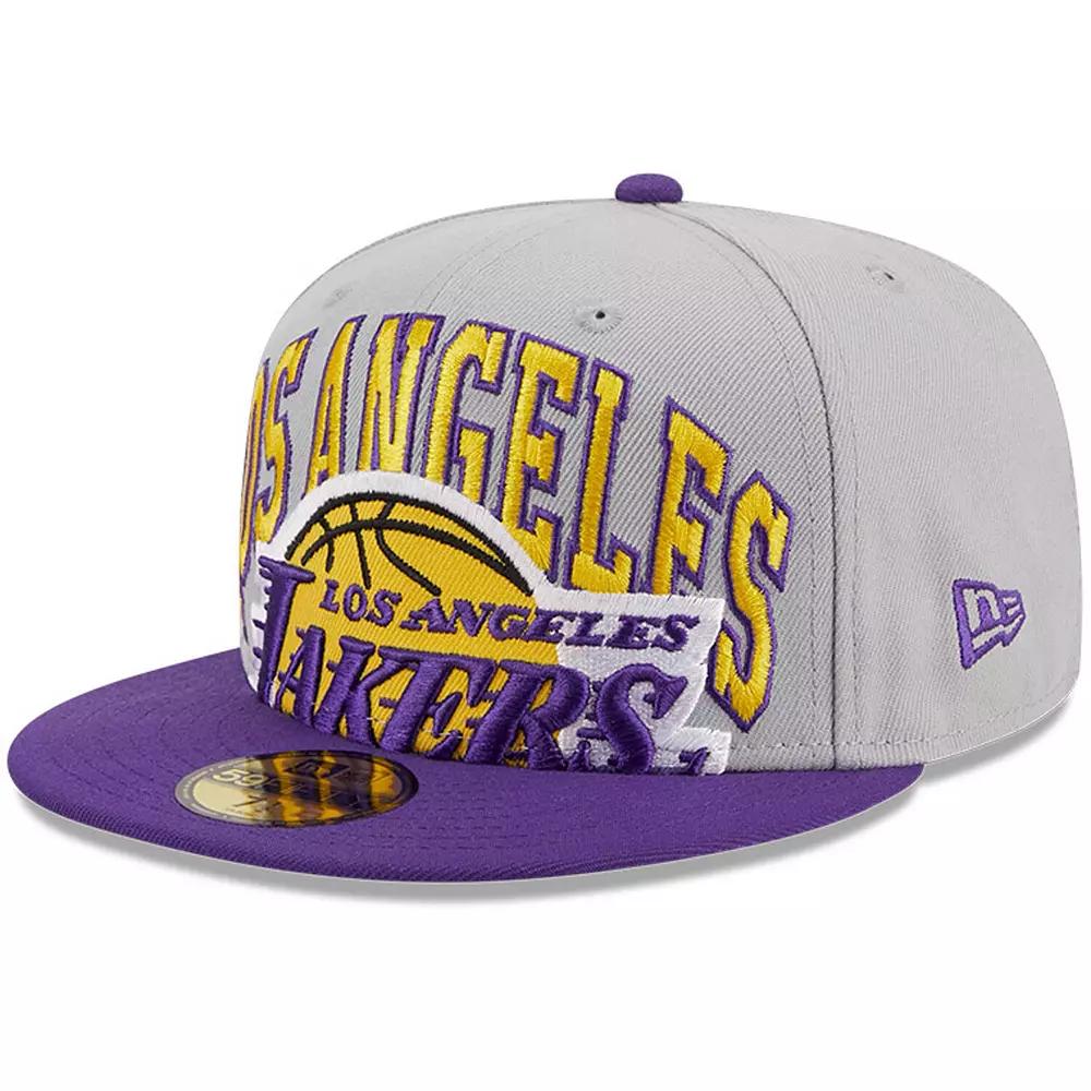 Men's New Era Gray/Purple Los Angeles Lakers Tip-Off Two-Tone 59FIFTY Fitted Hat, Size: 6 7/8, Grey Product Image