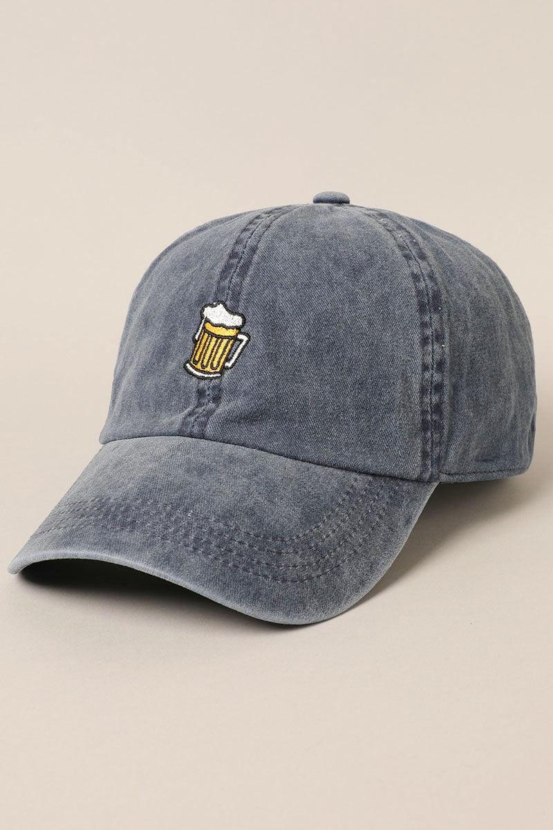 Beer Embroidered Cotton Baseball Cap Product Image