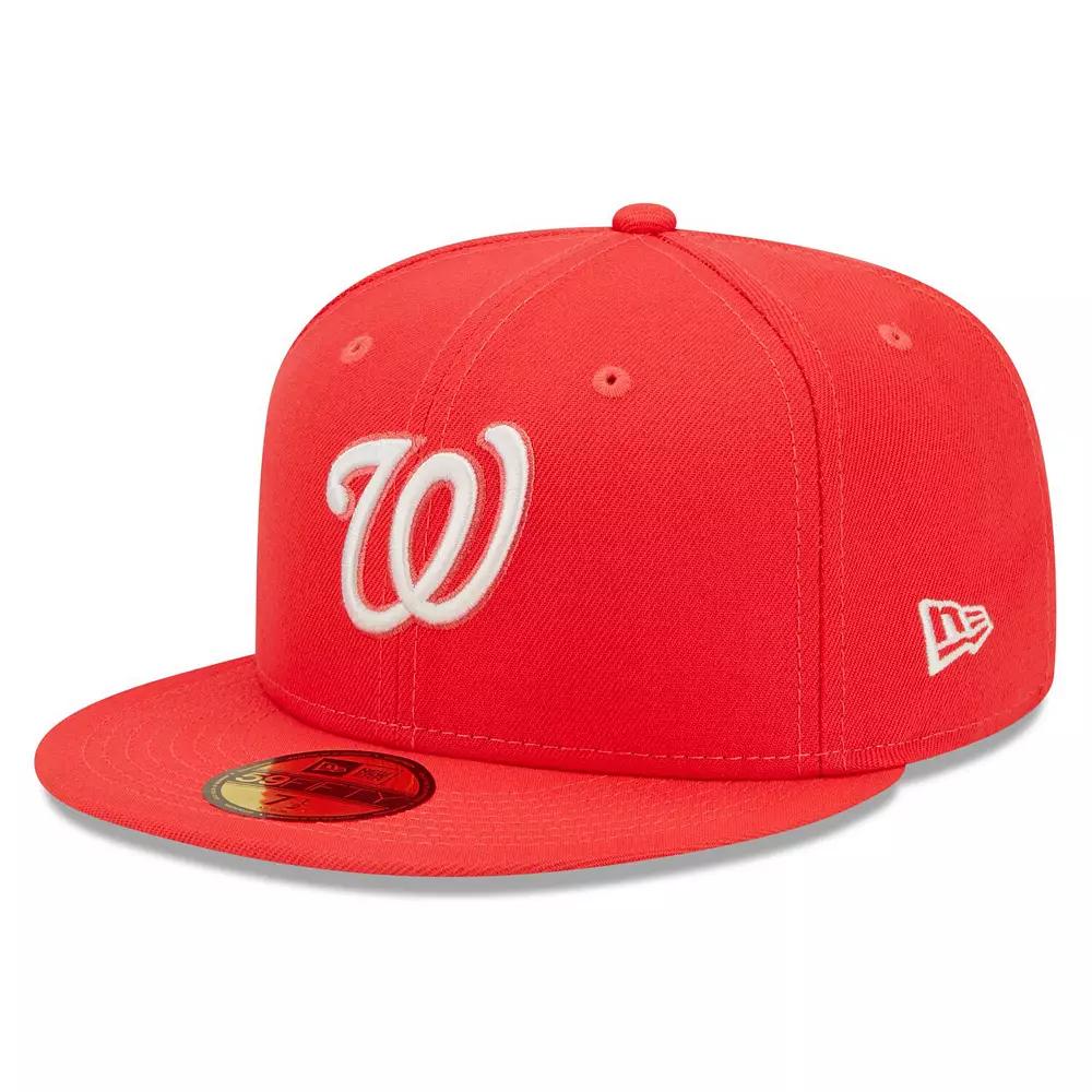 Men's New Era Red Washington Nationals Lava Highlighter Logo 59FIFTY Fitted Hat,  Product Image