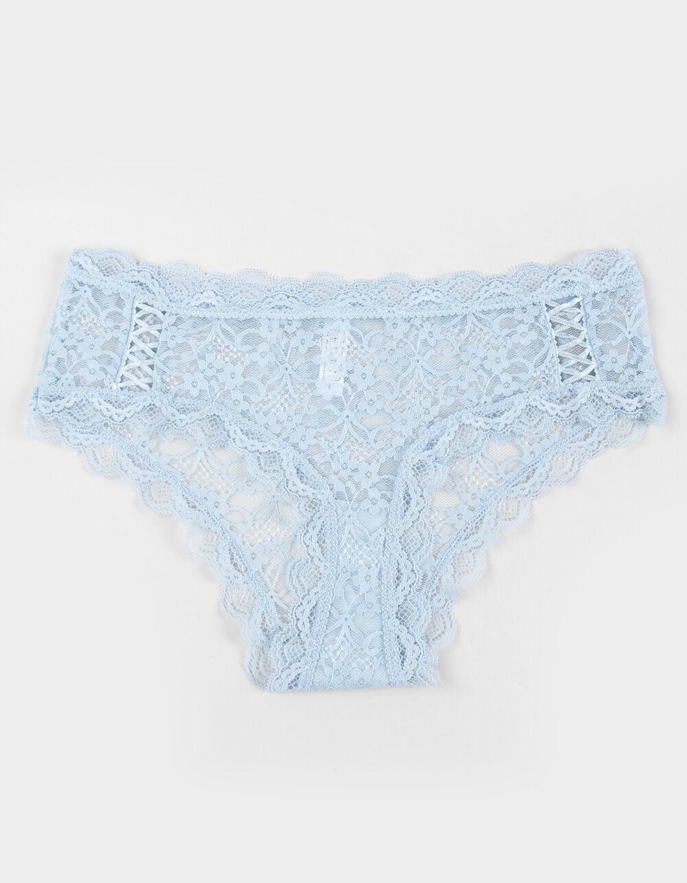 FULL TILT Allover Lace Up Hipster Panties - LIGHT BLUE Product Image