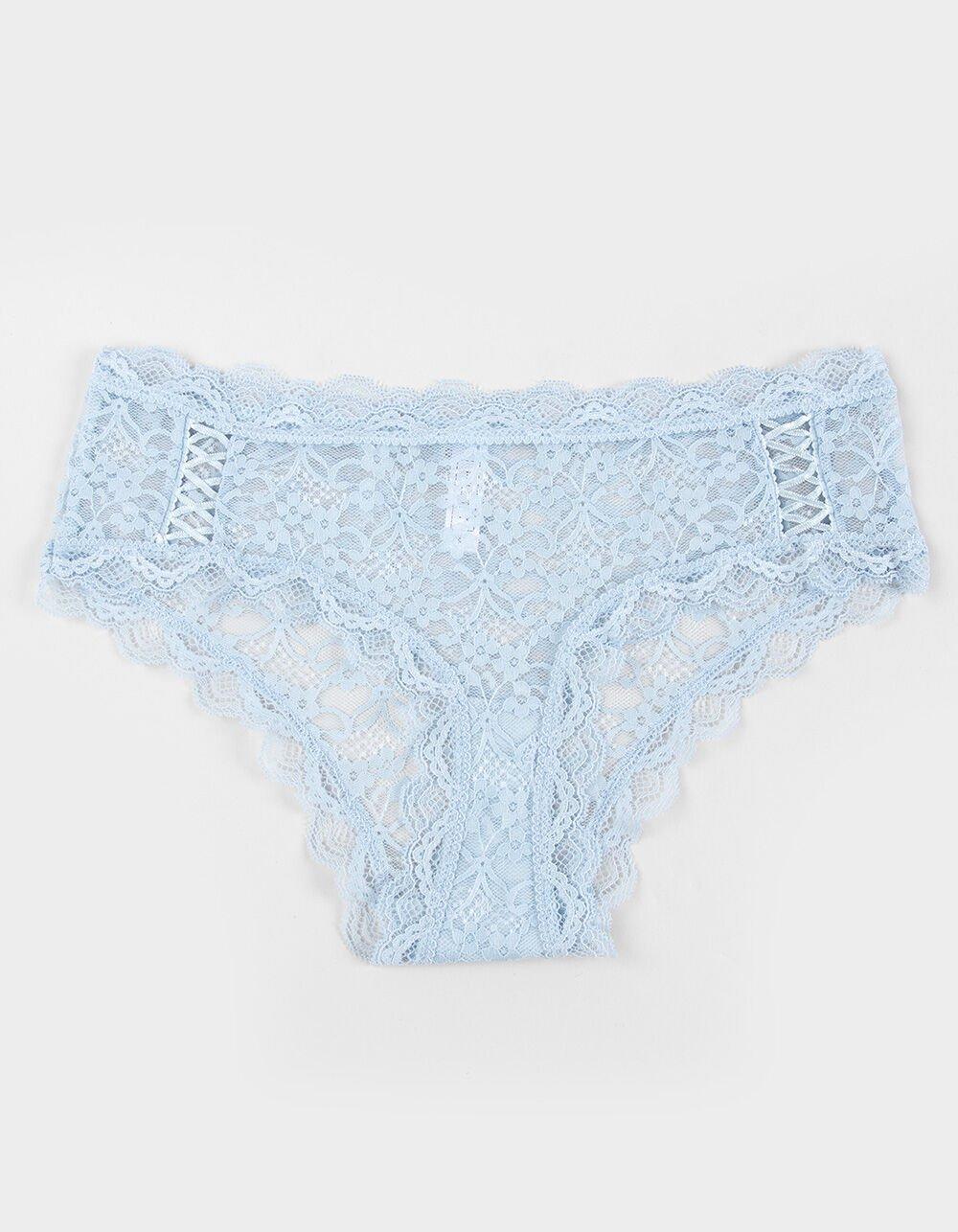 FULL TILT Allover Lace Up Hipster Panties - LIGHT BLUE Product Image